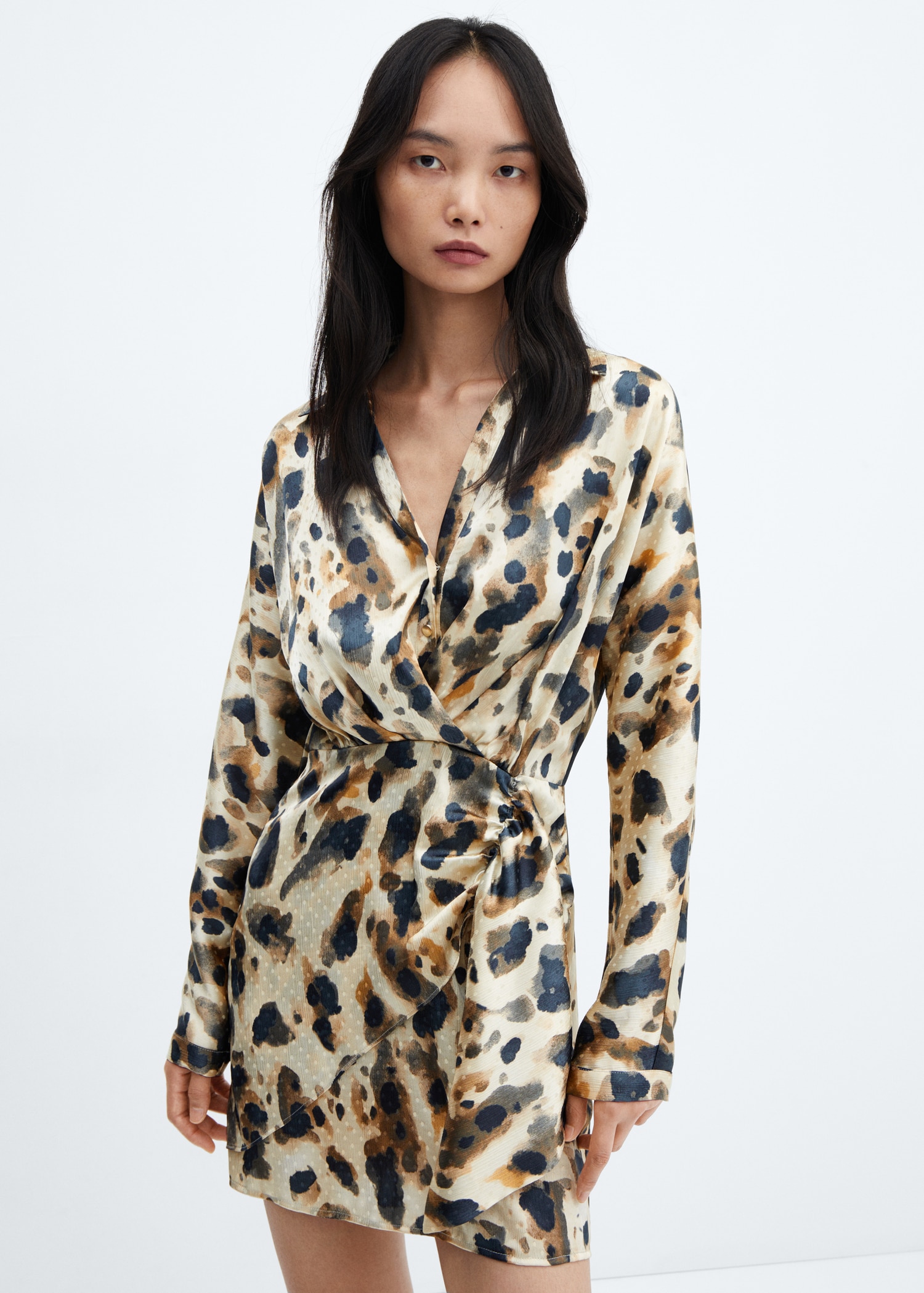Animal Print Robe Longue Leopard Mango Robe Satinée Léopard Femme