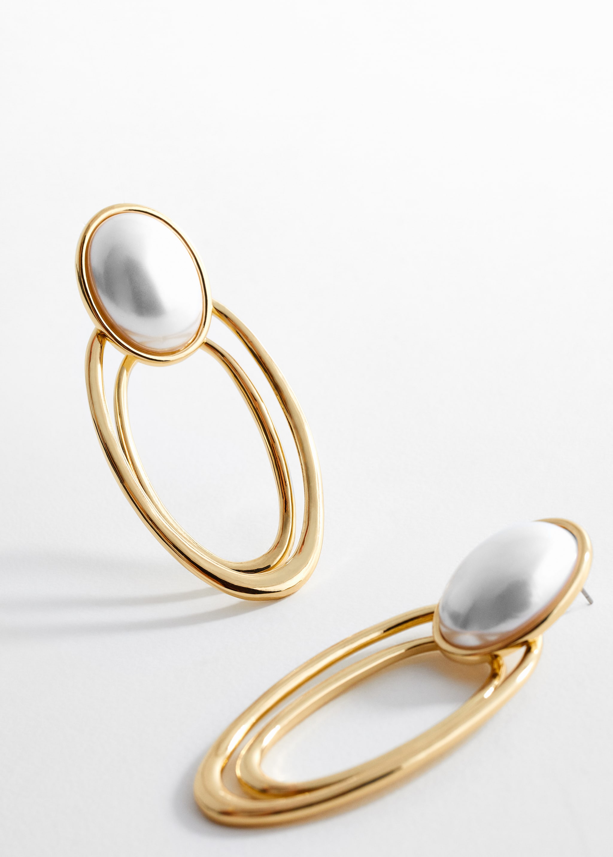 Mother-of-pearl oval earrings - Medium plane