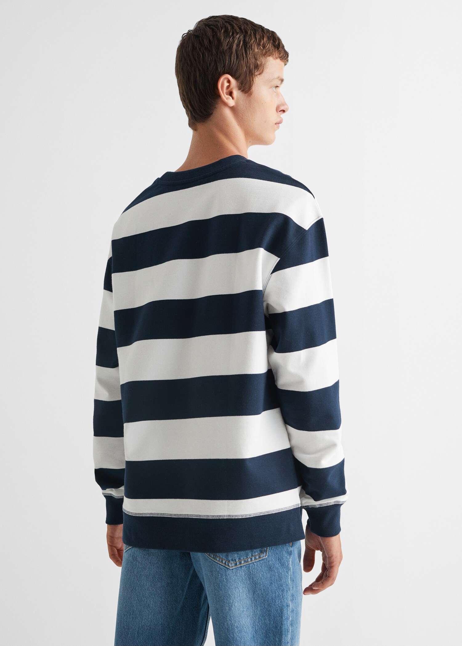Gestreiftes Baumwoll-Sweatshirt - Rückseite des Artikels