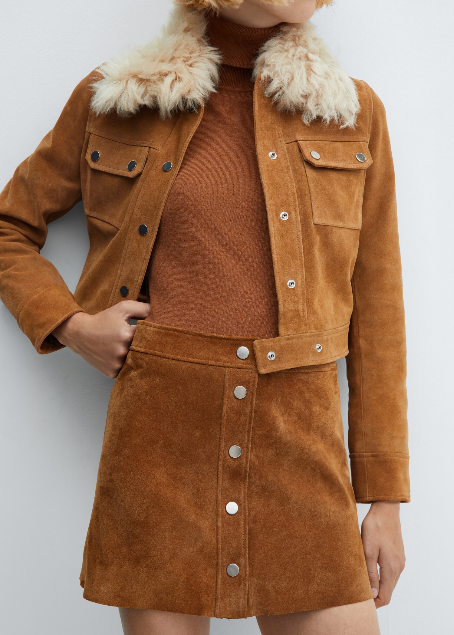 Buttons leather skirt - Medium plane