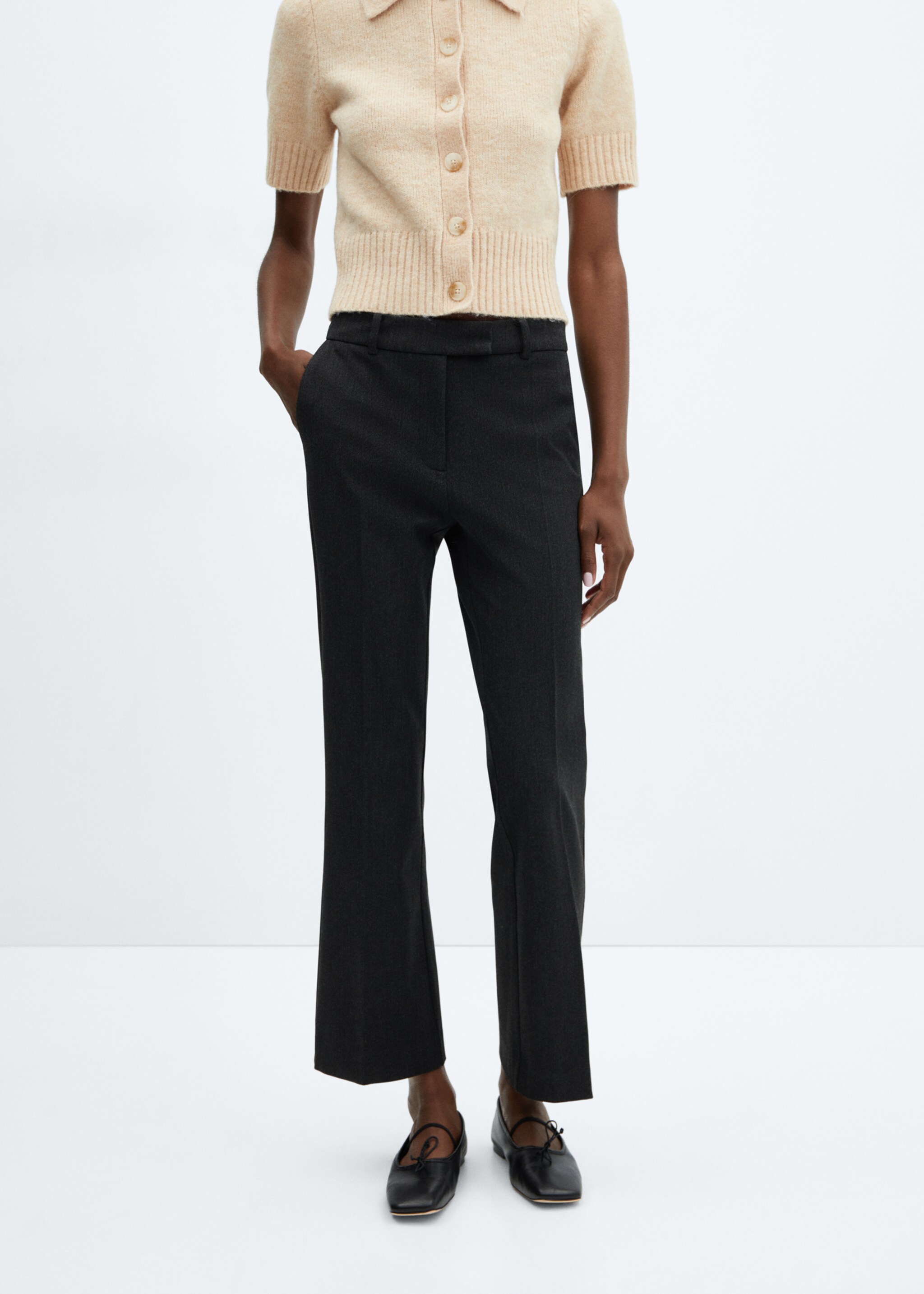 Cropped flared trousers - Medium plane, Grey. Ref: 57048267-00.
