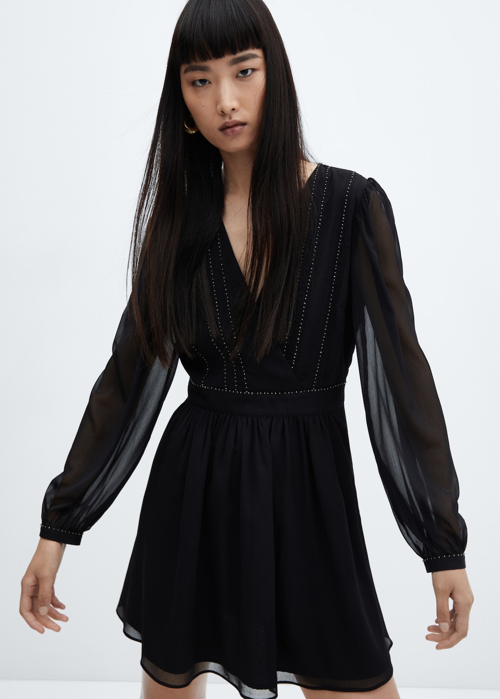 Black beaded dress short clearance