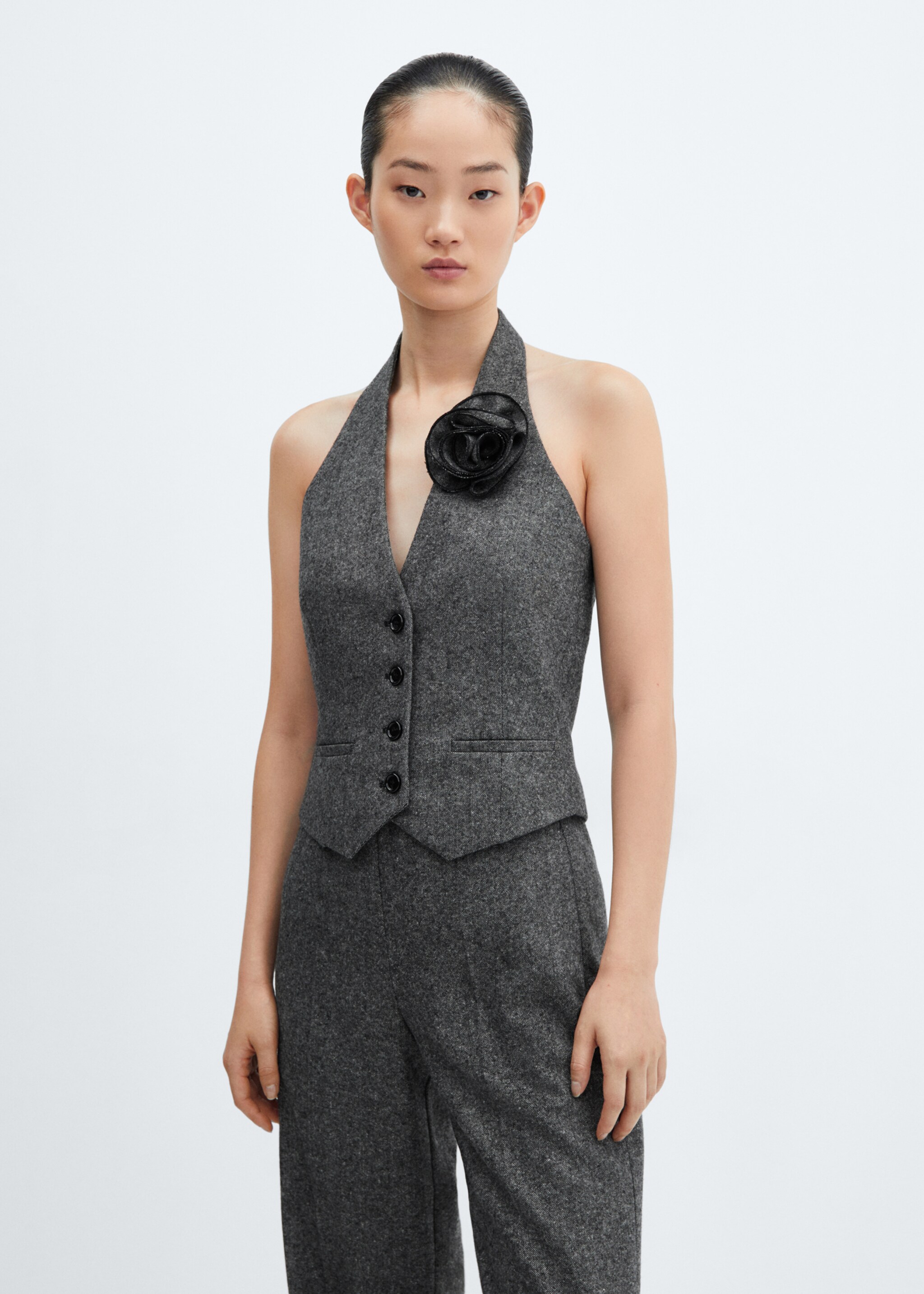 Wool suit trousers - Details of the article 1, Black. Ref: 57048279-00.