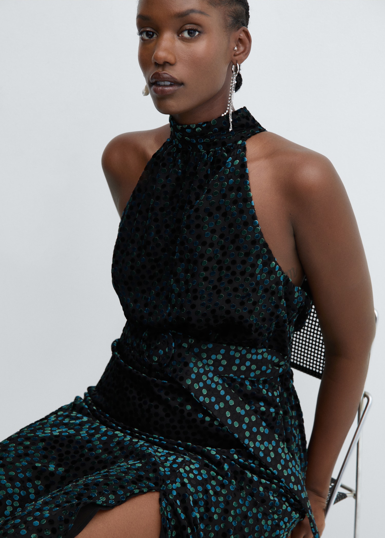 Halter velvet dress Women MANGO OUTLET USA