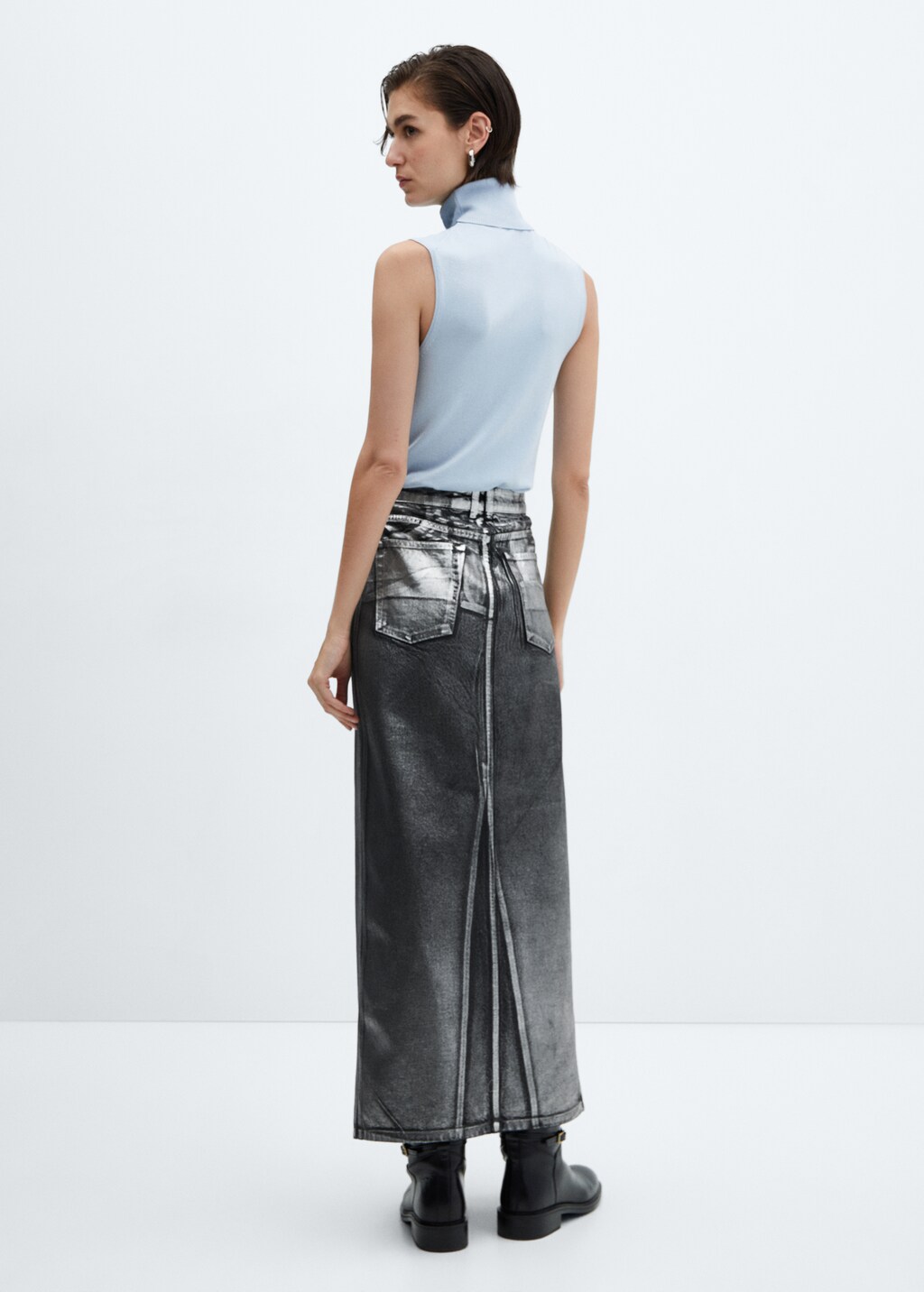 Jupe longue en jean foil Femme MANGO OUTLET Luxembourg