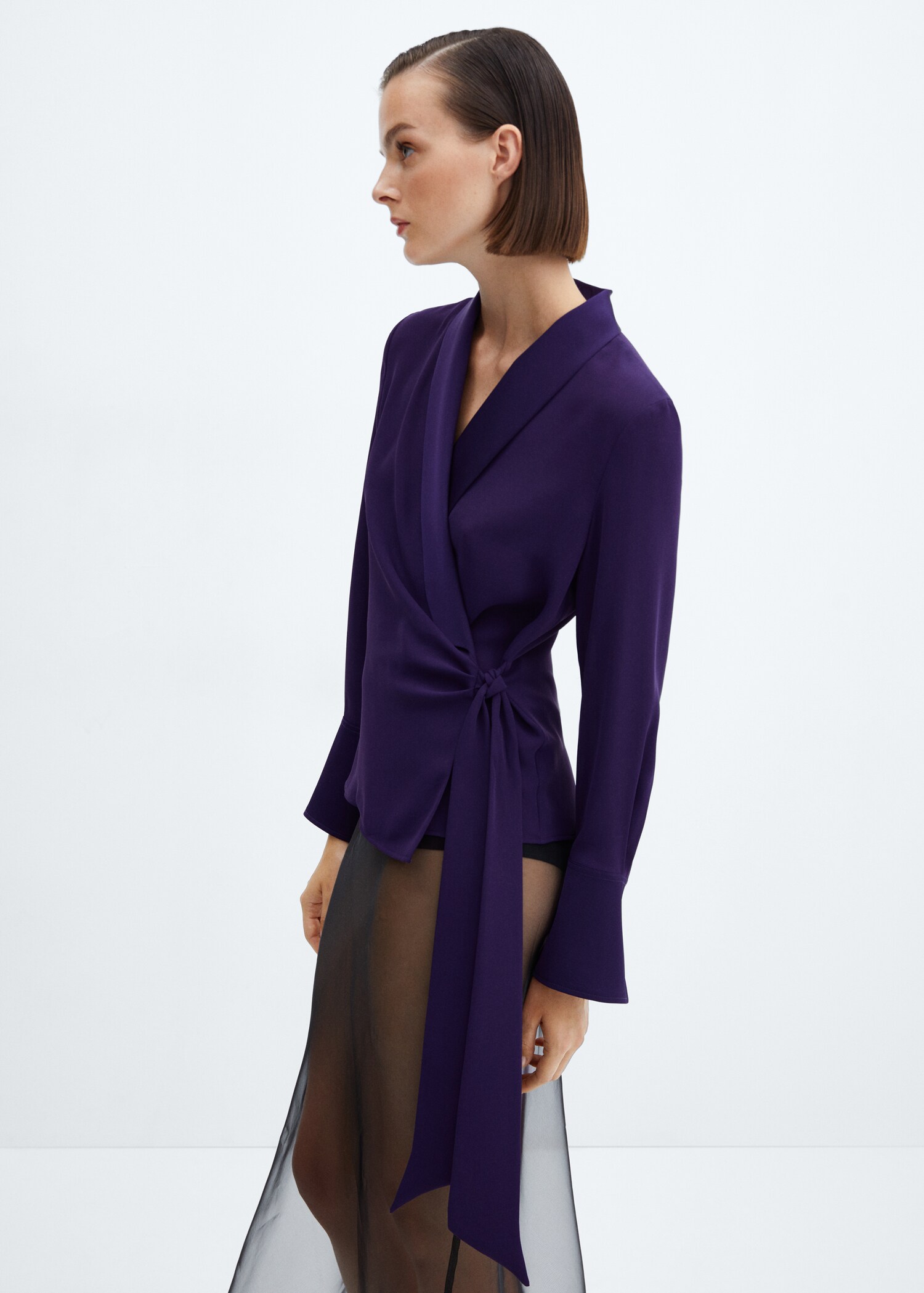 Wrapped lapel blouse - Medium plane