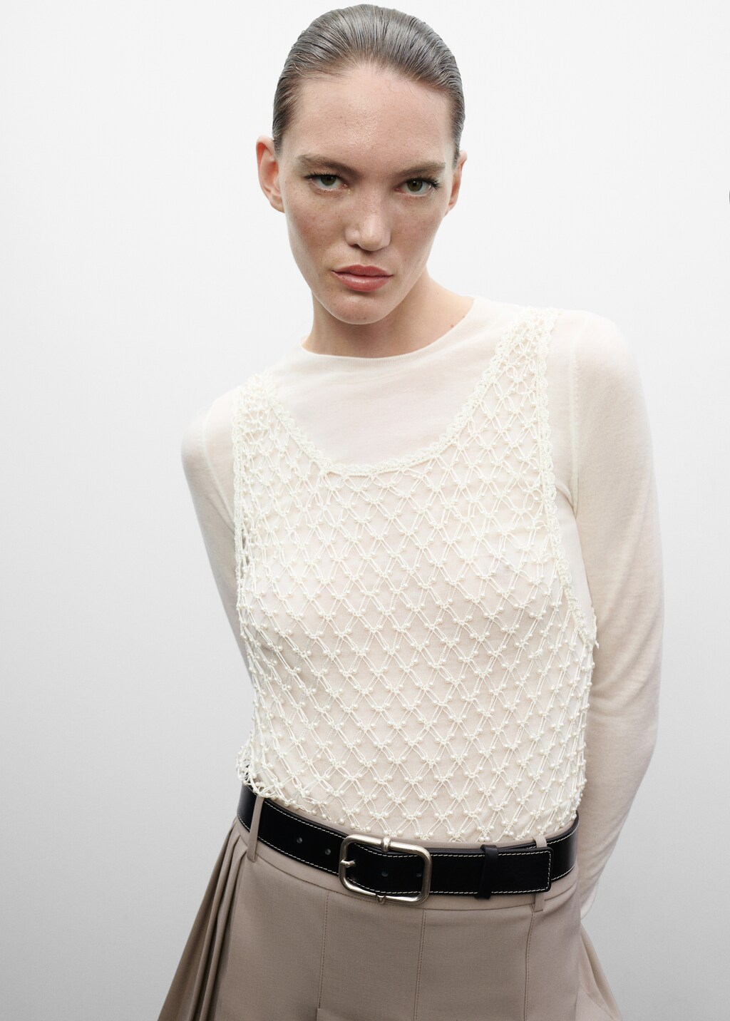 Handmade pearl top - Women | MANGO OUTLET USA