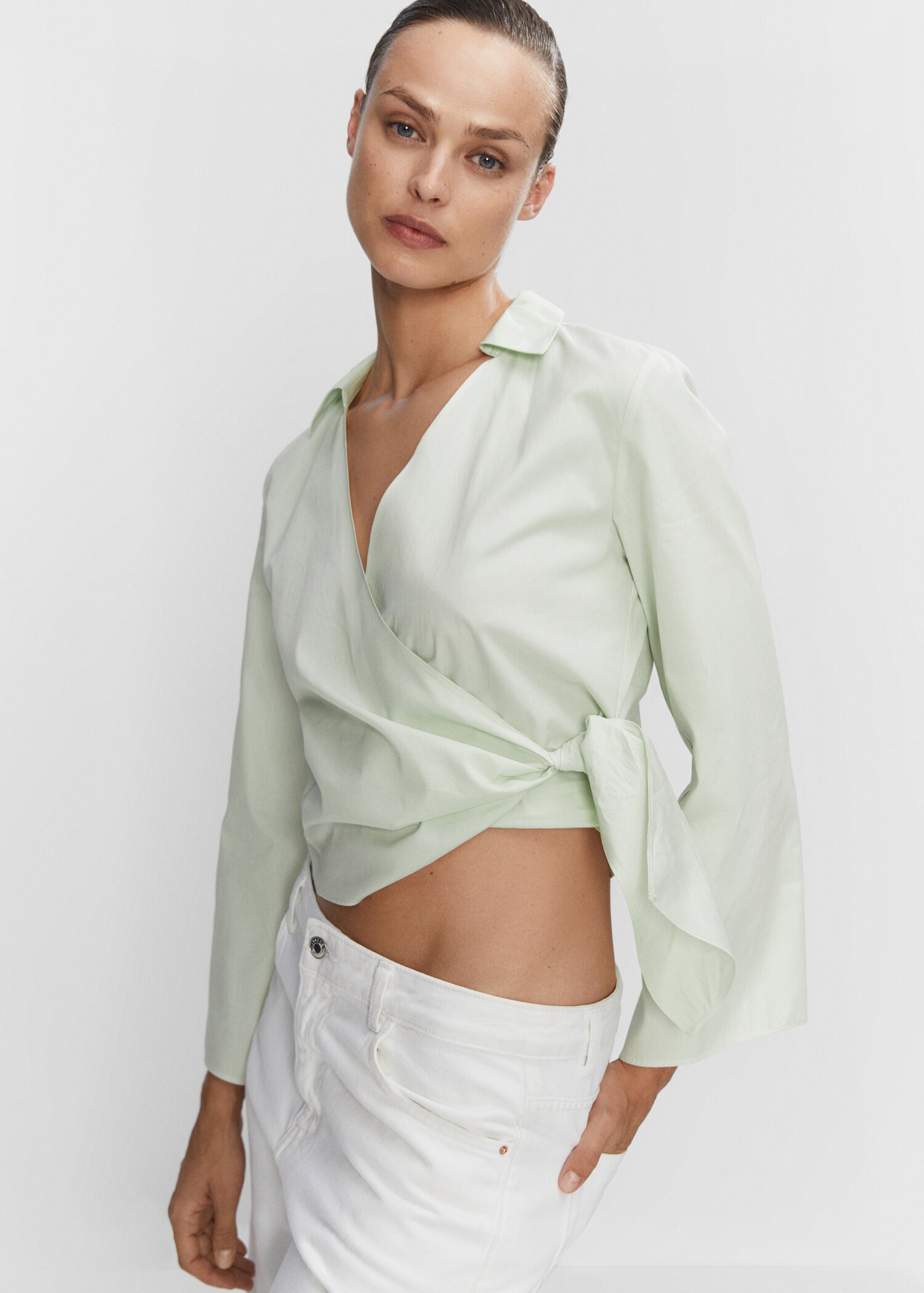 Wrap shirt with knot detail - Details of the article 1