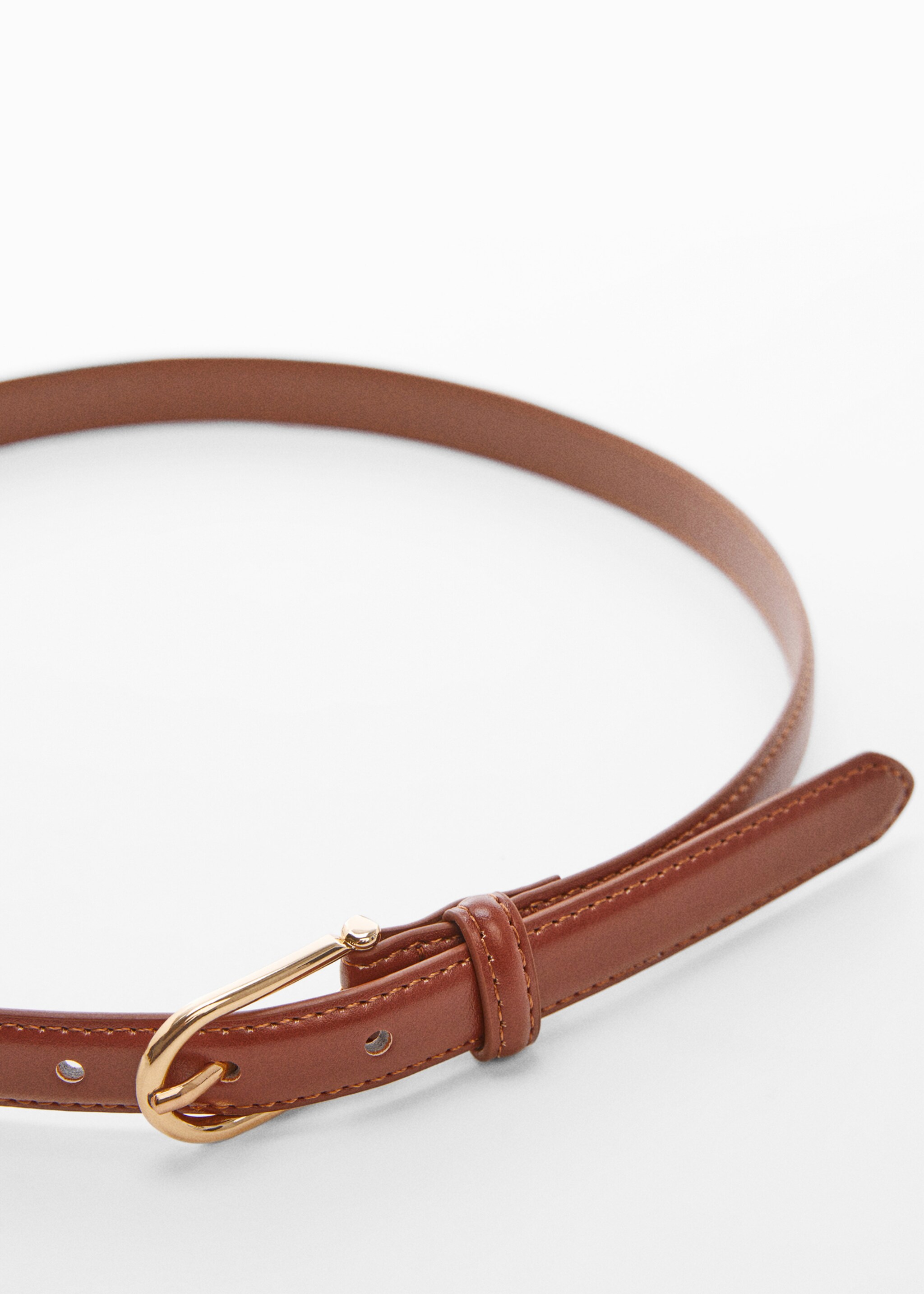 Buckle skinny belt - Details of the article 1, Brown. Ref: 57050028-00.
