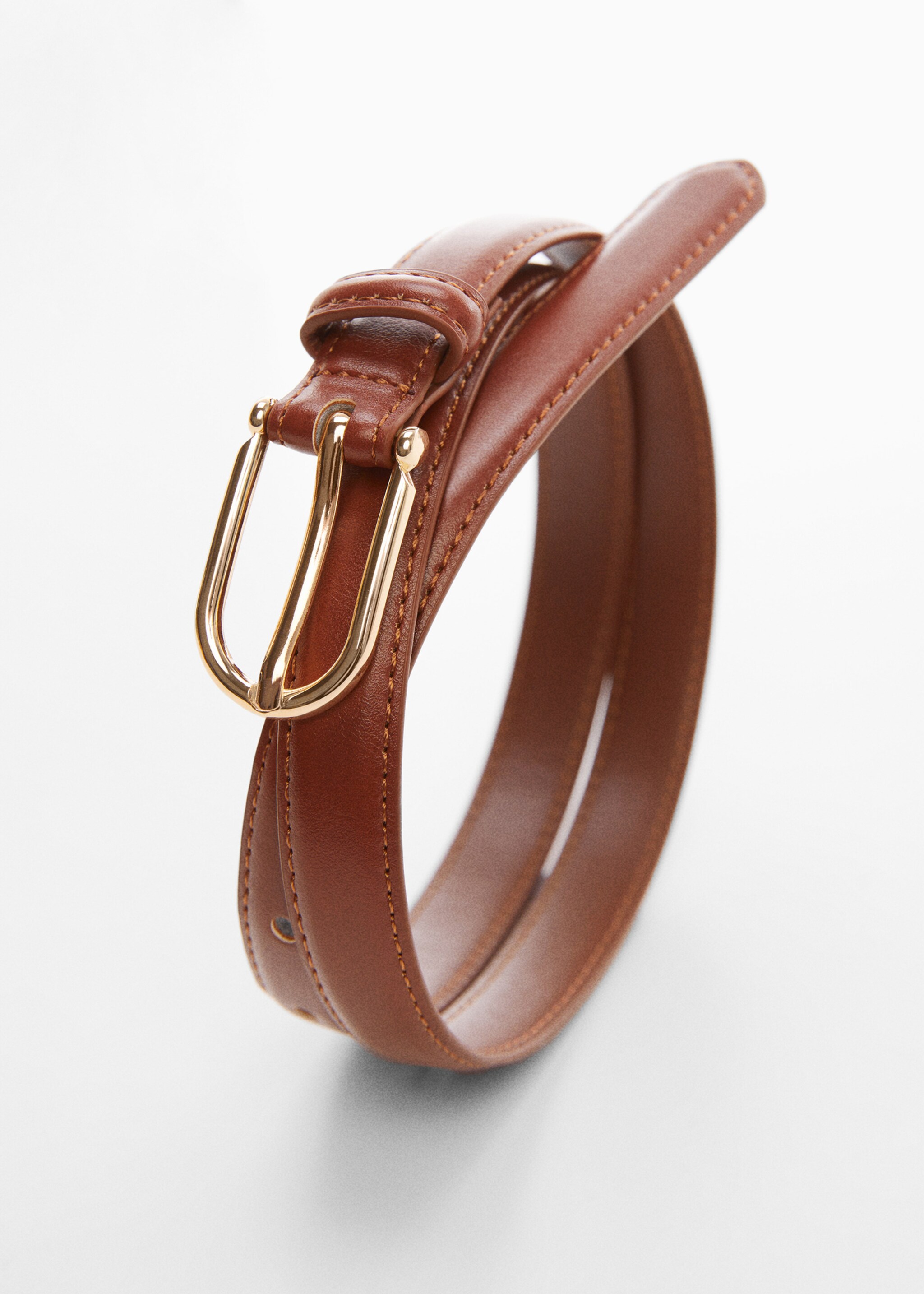 Buckle skinny belt - Details of the article 2, Brown. Ref: 57050028-00.