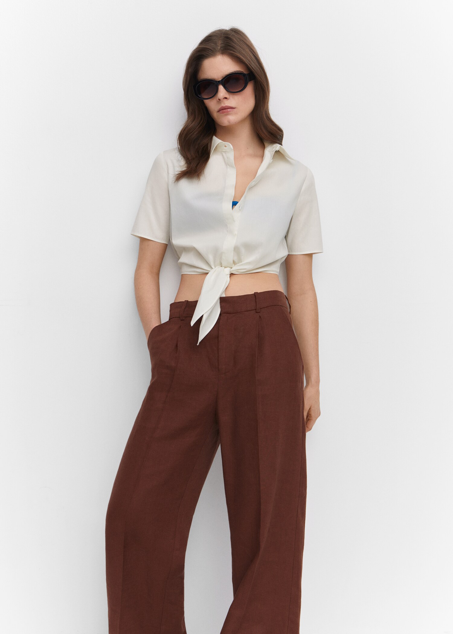 Cropped shirt with knot - Medium plane