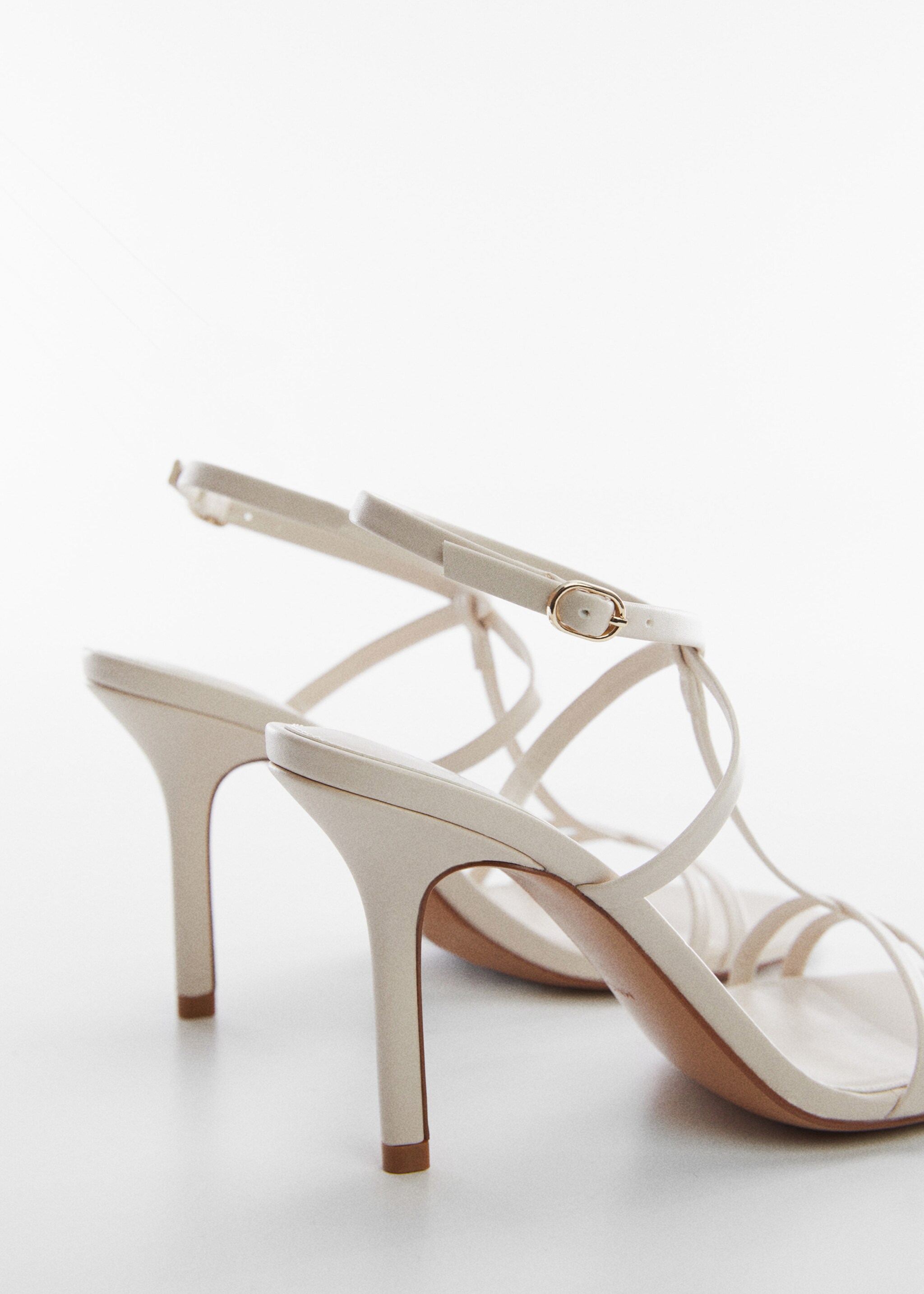 Ankle-cuff heeled sandals - Details of the article 1, Ecru. Ref: 57050100-00.