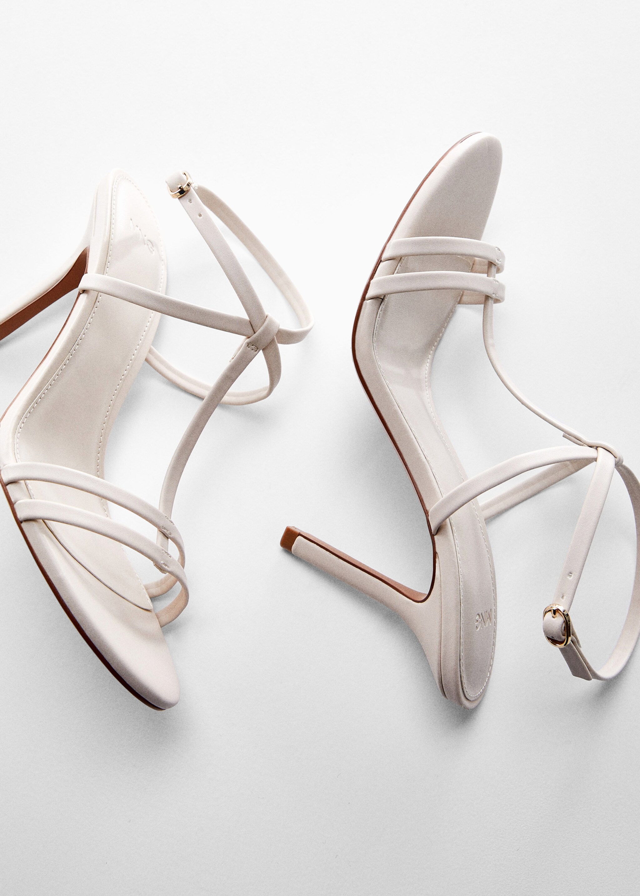 Ankle-cuff heeled sandals - Details of the article 5, Ecru. Ref: 57050100-00.