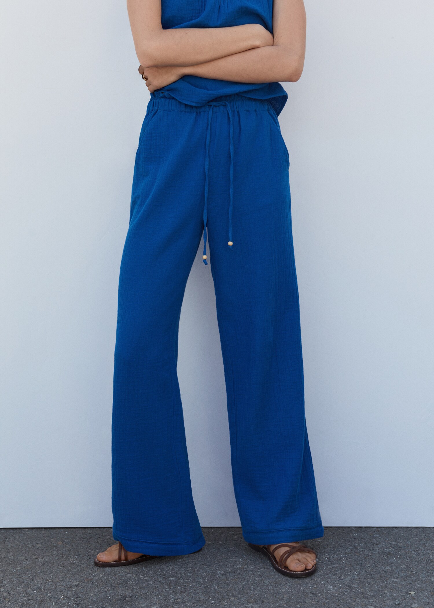 Elastic waist cotton trousers - Medium plane