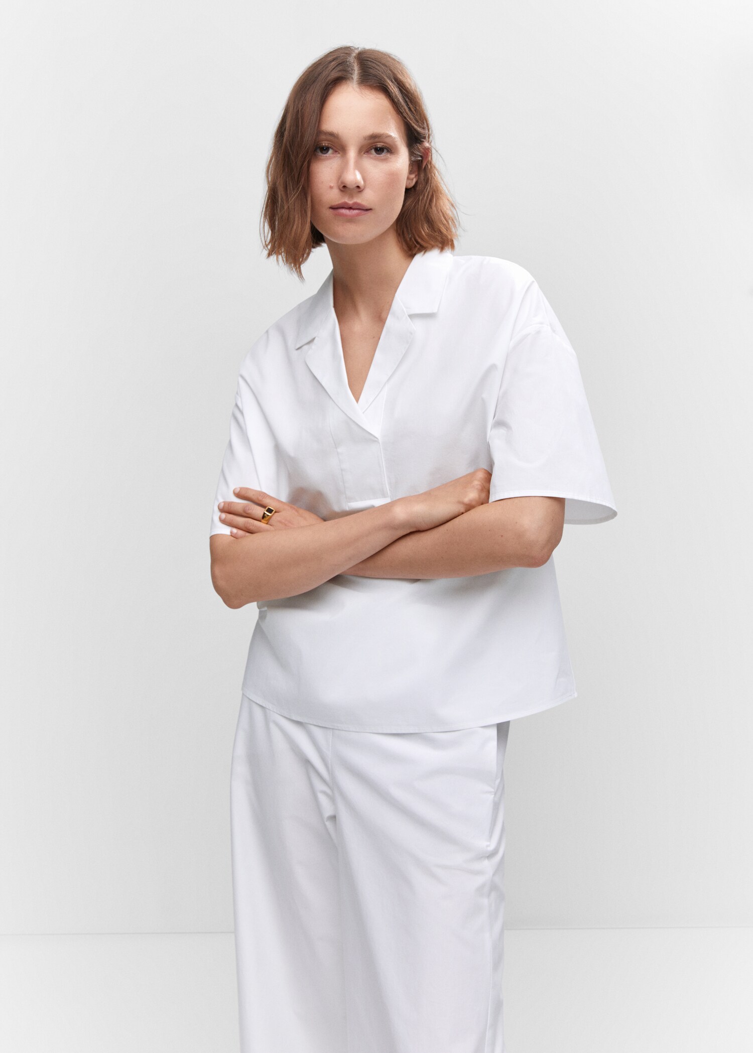 Short sleeved cotton shirt - Medium plane