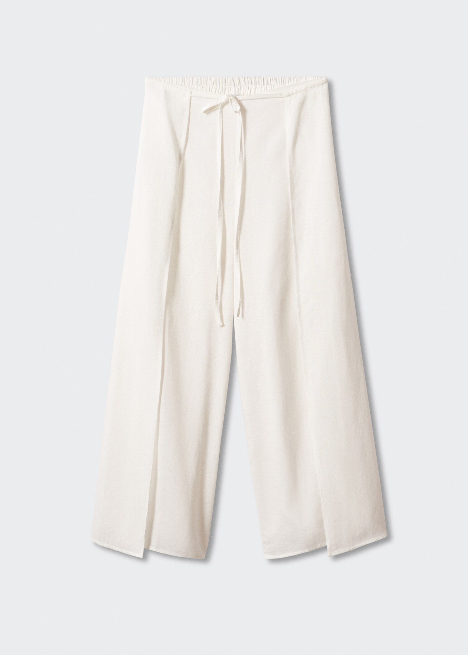 Side slit linen-blend trousers - Article without model