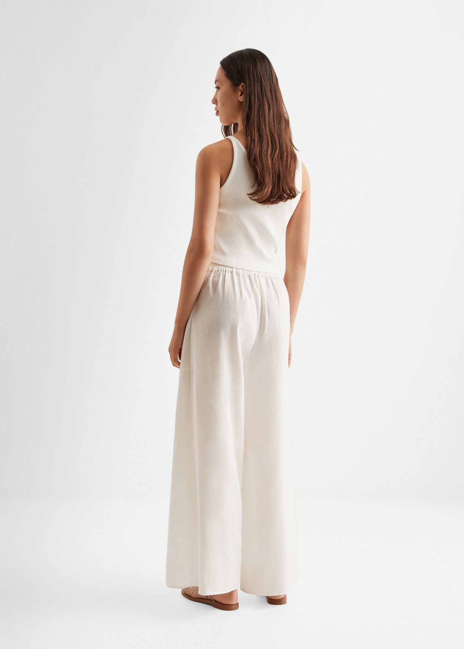 Side slit linen-blend trousers - Reverse of the article