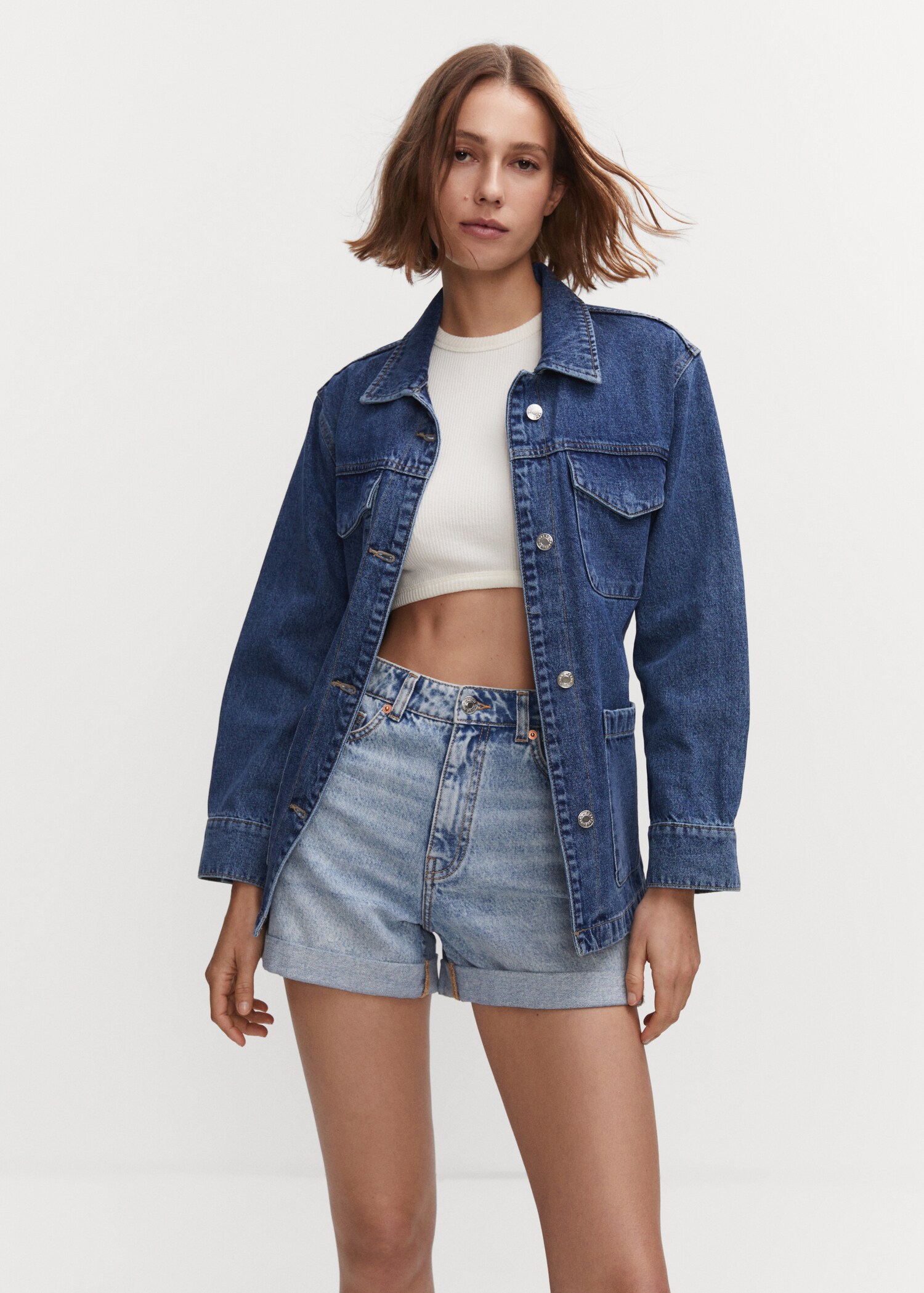 Mom-fit denim shorts - Medium plane