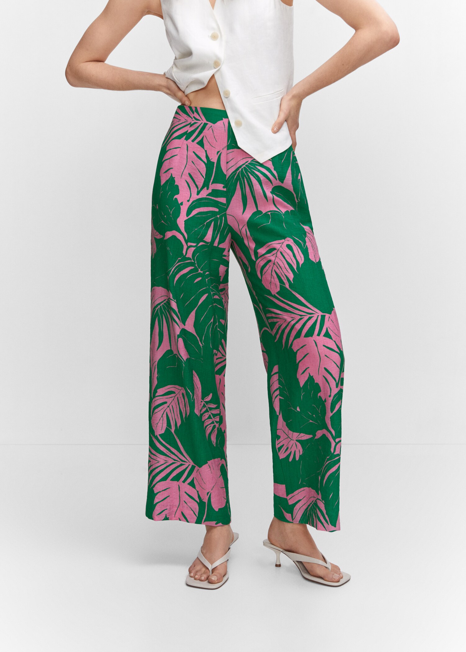 Wide leg printed trousers - Medium plane