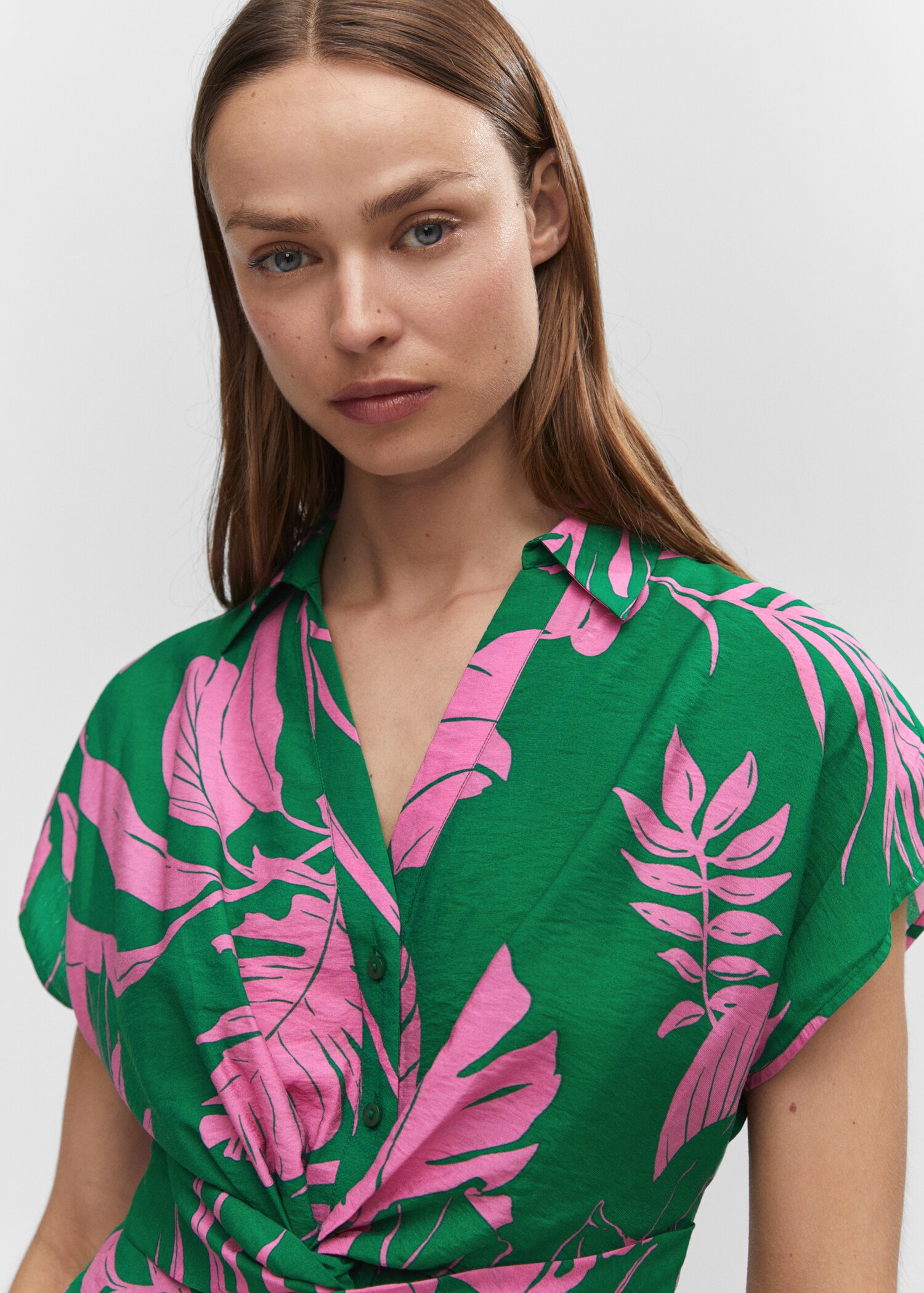 Rochie tip cămașă tropicală - Detaliu al articolului 1