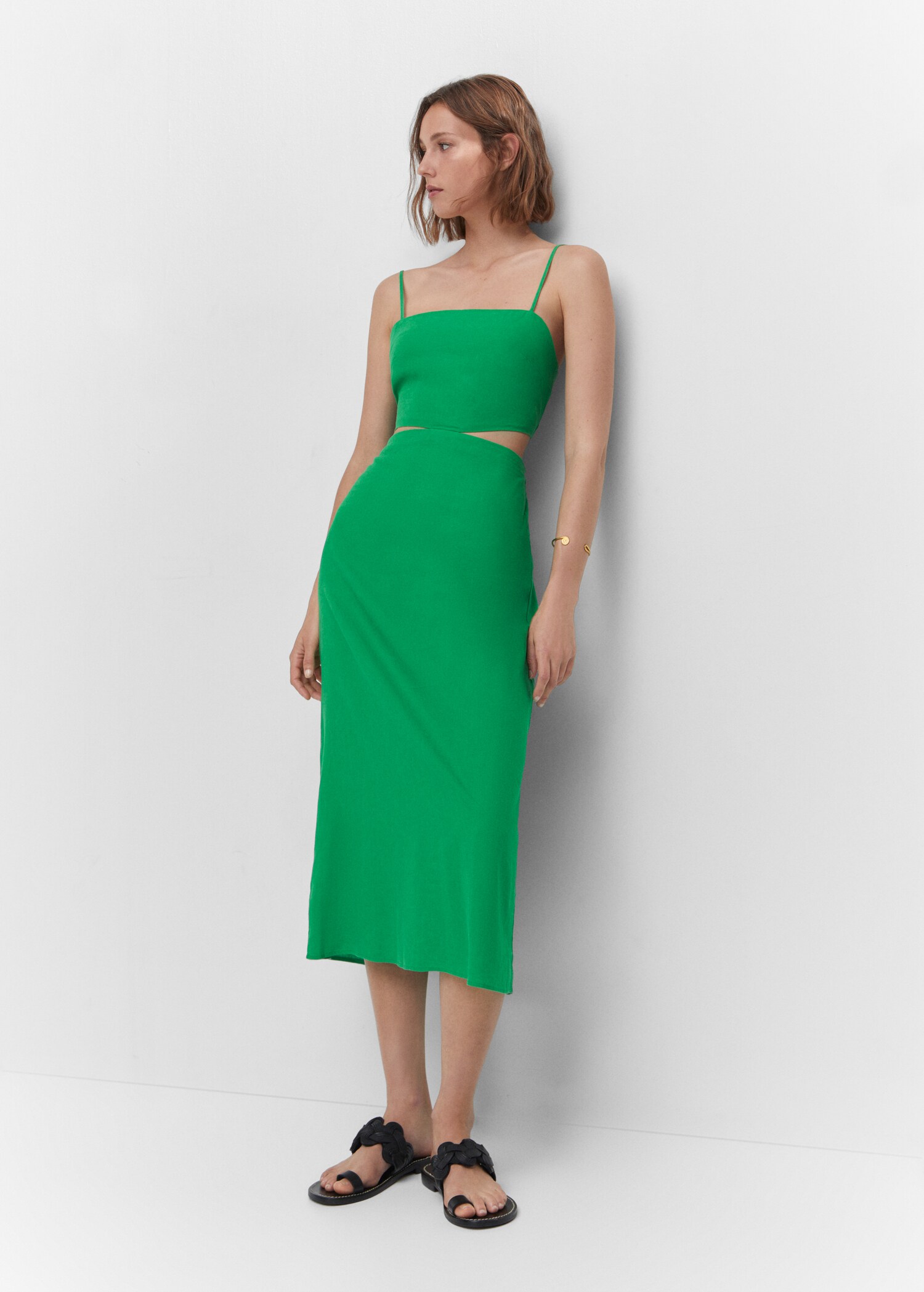 Cut-out linen-blend dress - Details of the article 2