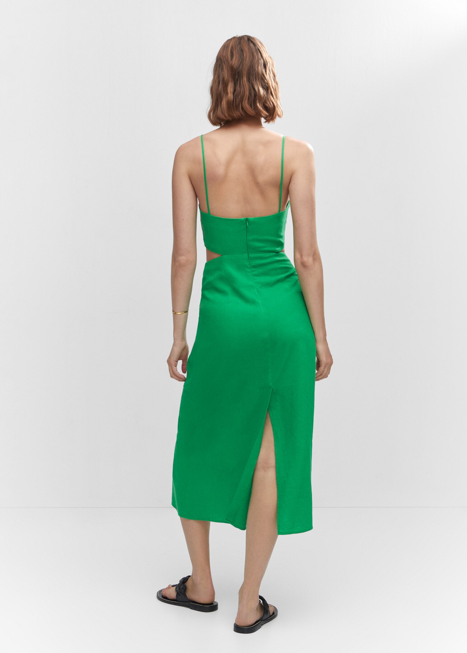 Cut-out linen-blend dress - Reverse of the article