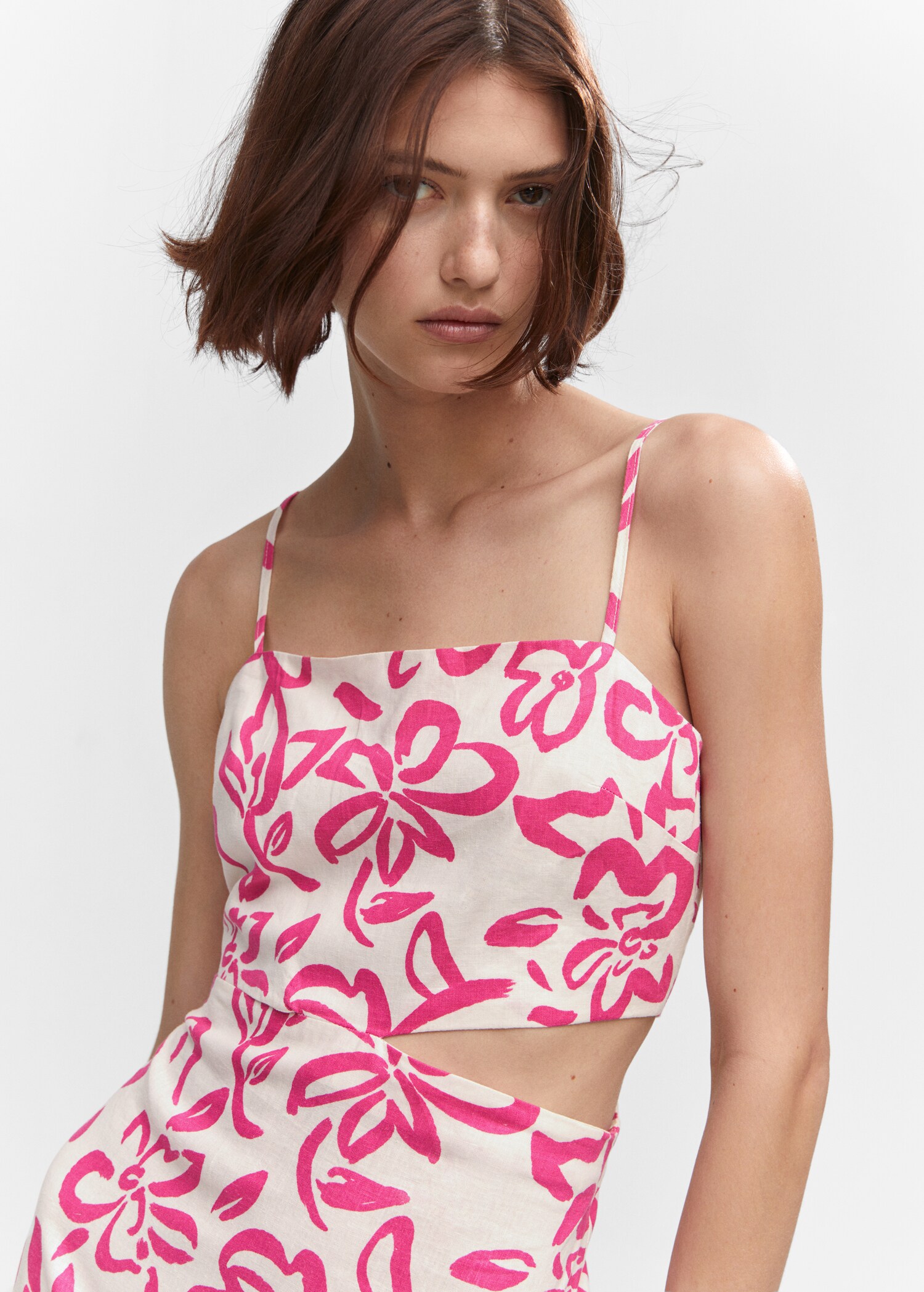 Cut-out linen-blend dress - Details of the article 1