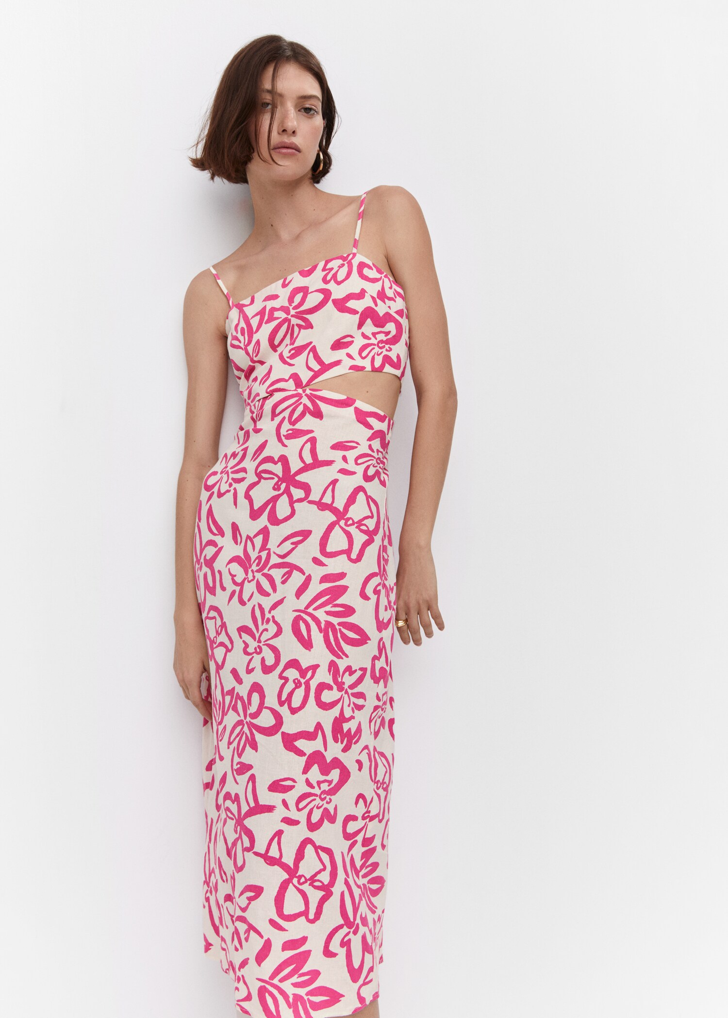 Cut-out linen-blend dress - Details of the article 2
