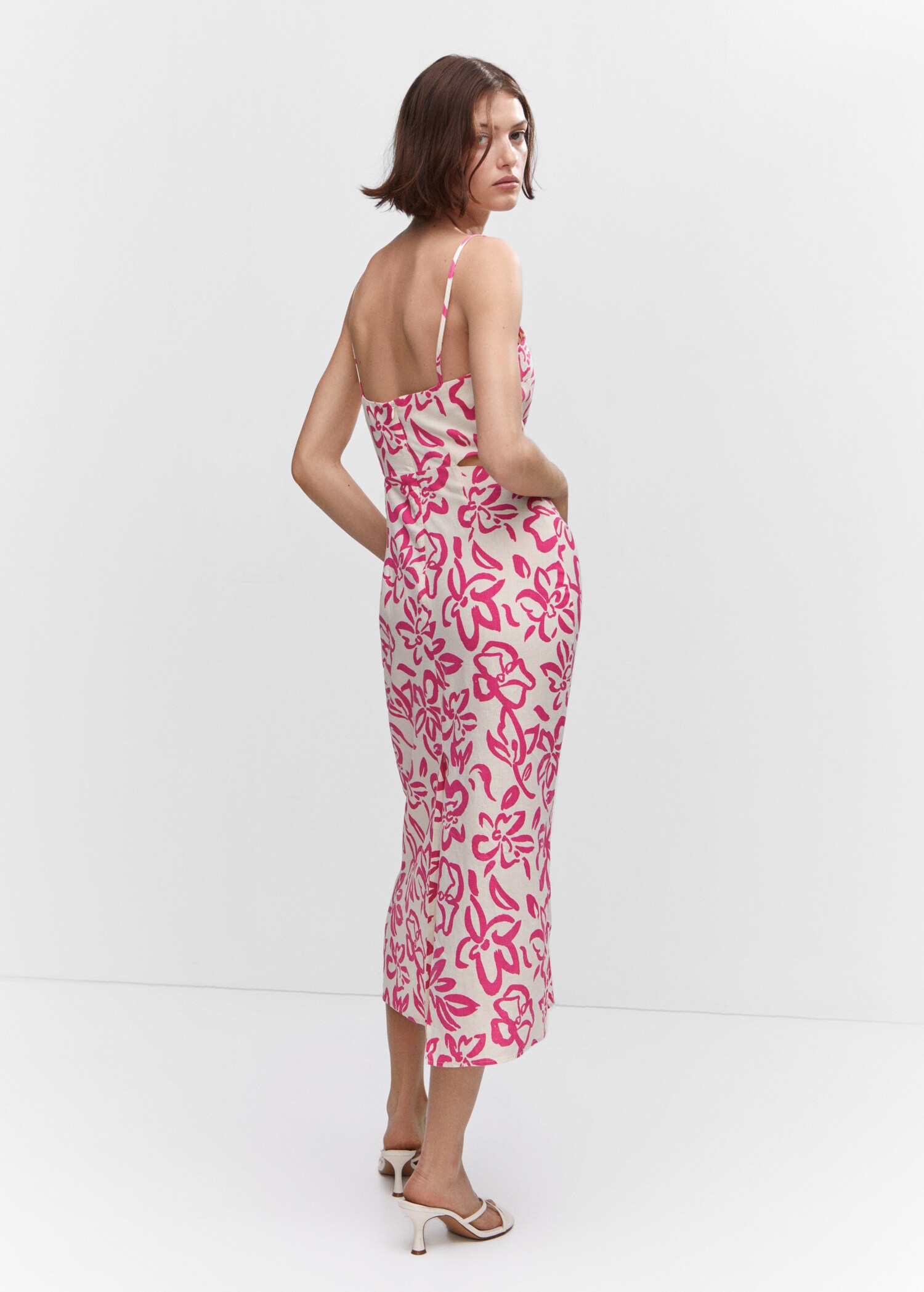 Cut-out linen-blend dress - Reverse of the article