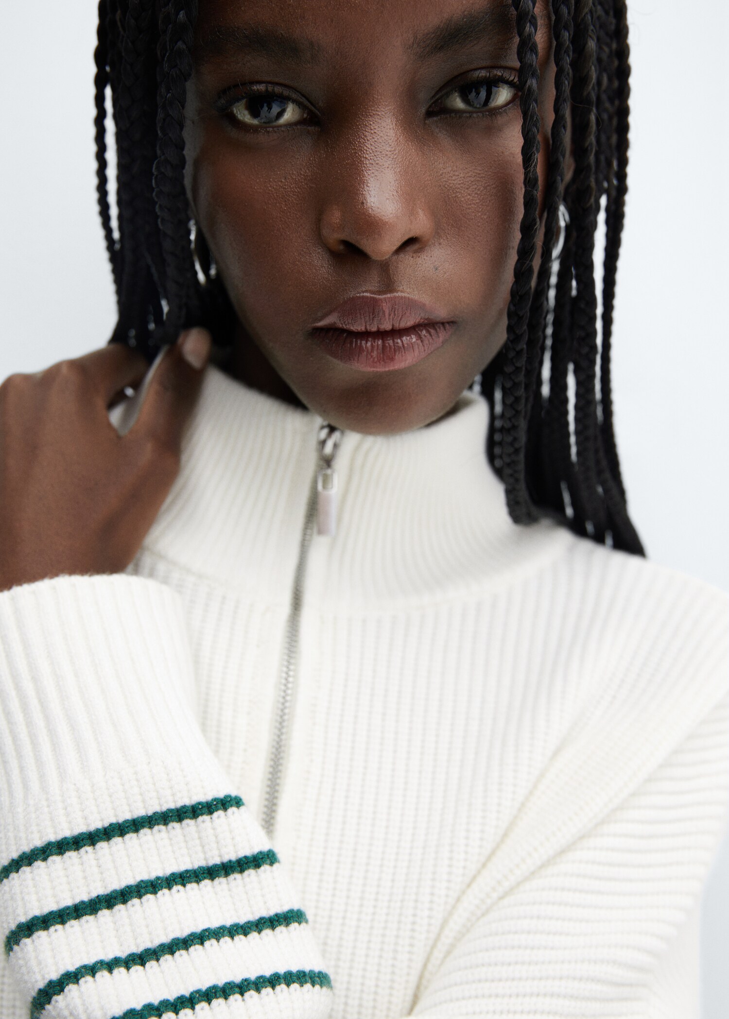 Striped sweater with zipper - Details of the article 1