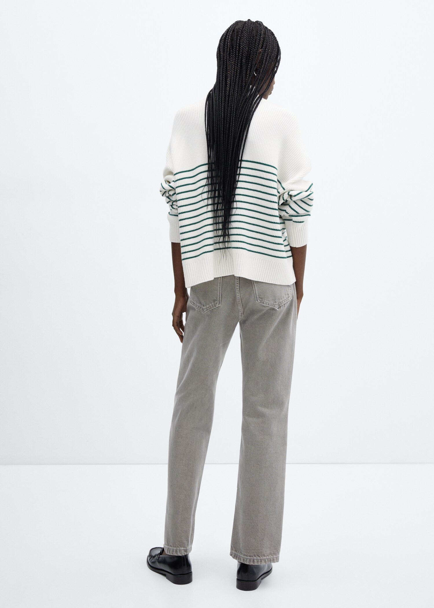Striped sweater with zipper - Reverse of the article