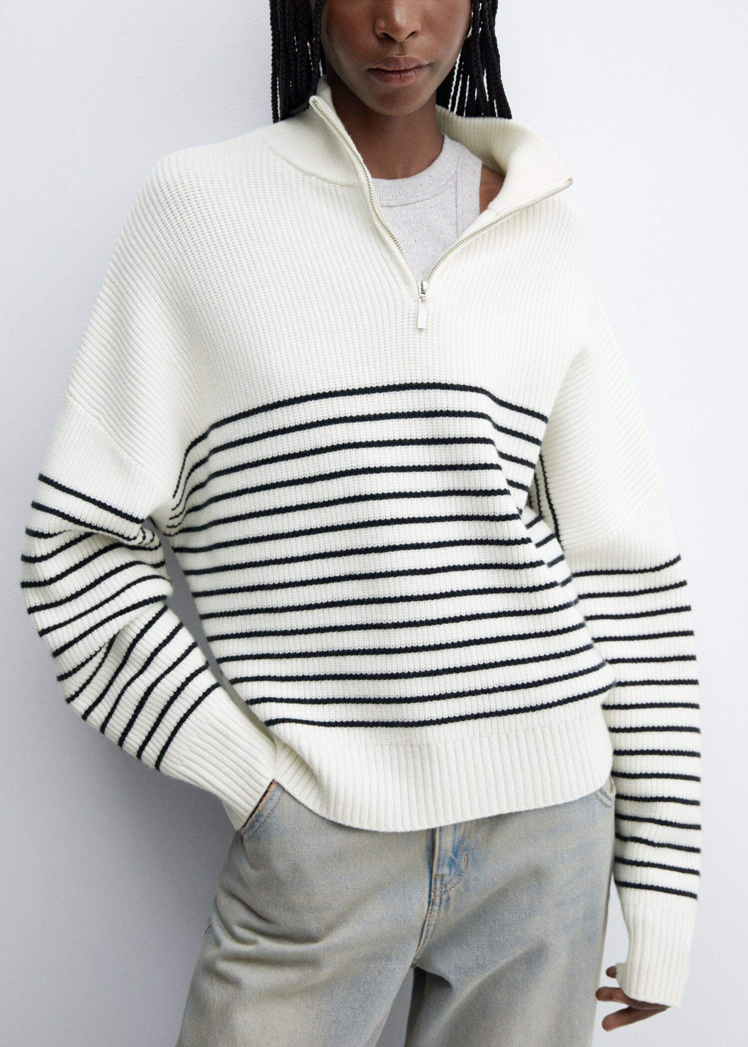 Striped sweater with zipper - Details of the article 6