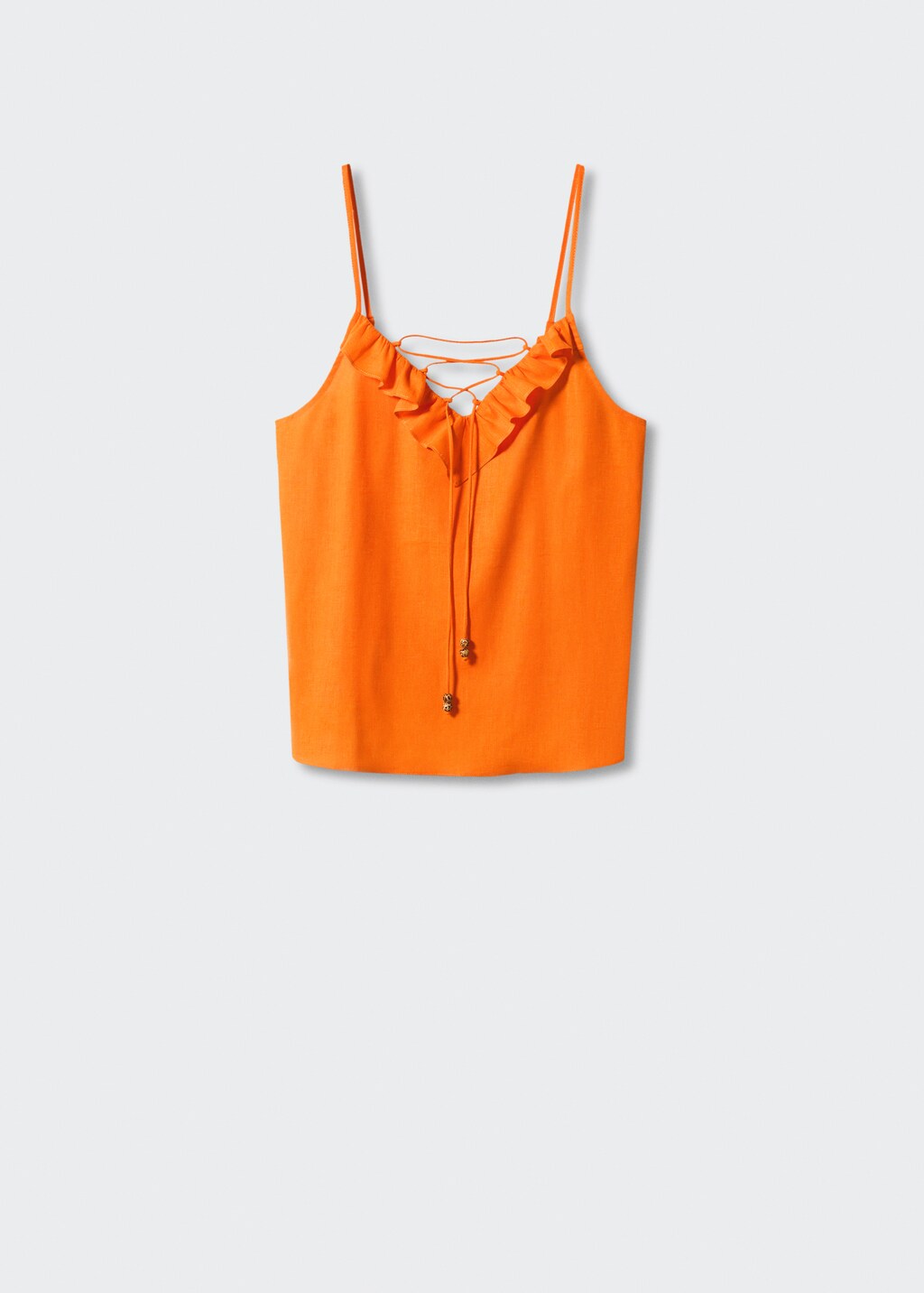 Ruffled top with adjustable drawstring - Women | MANGO