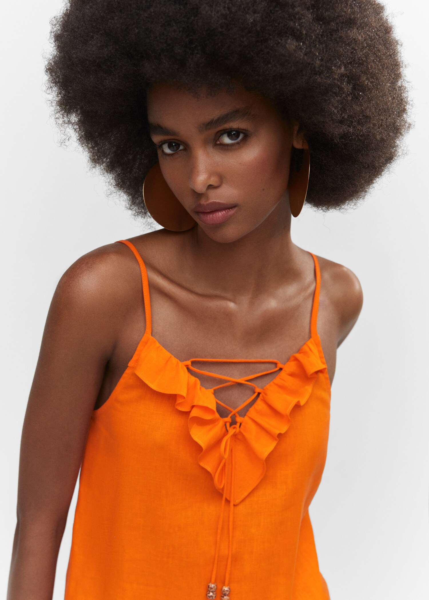 Ruffled top with adjustable drawstring - Details of the article 1