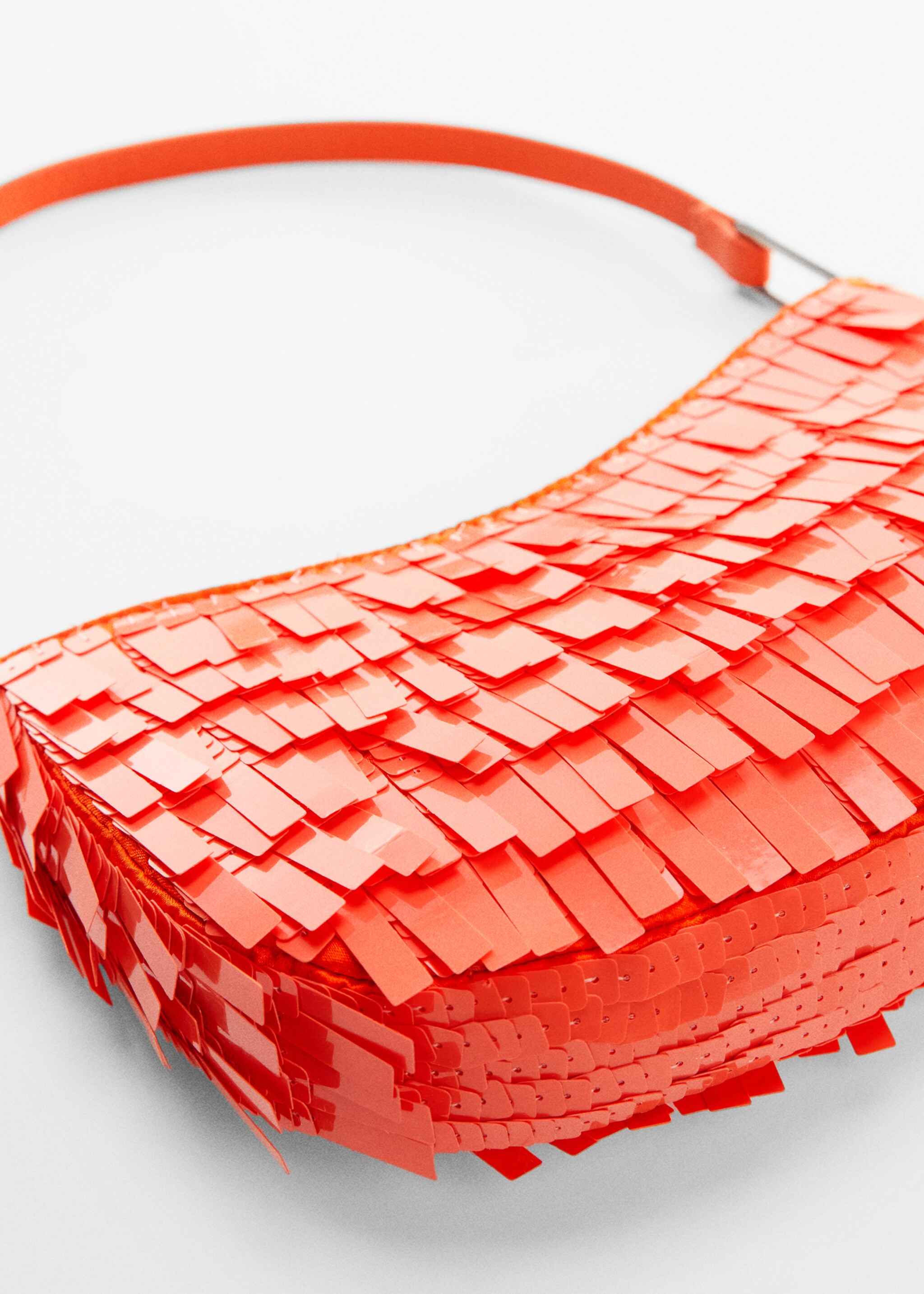 Fringed shoulder bag - Details of the article 1, Orange. Ref: 57050304-00.