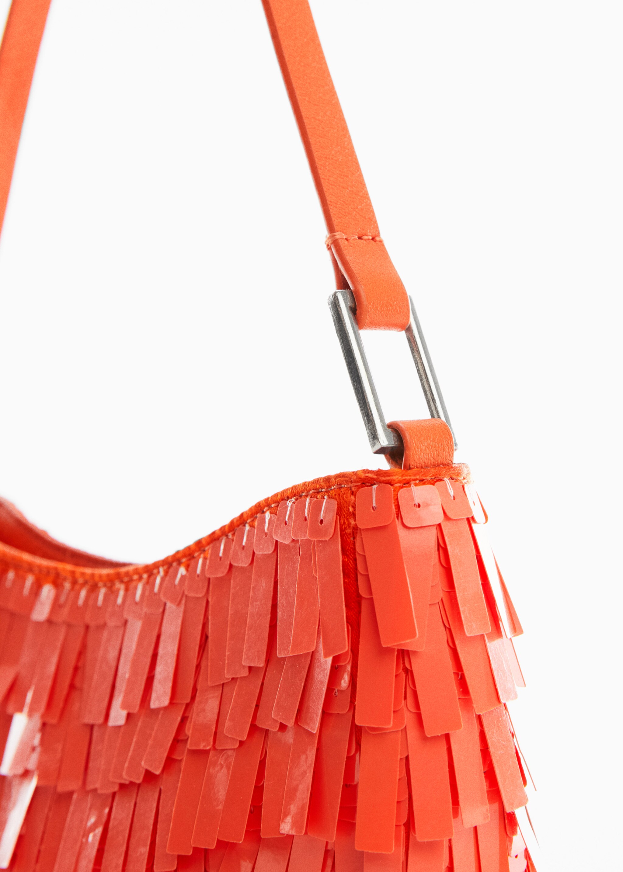 Fringed shoulder bag - Details of the article 2, Orange. Ref: 57050304-00.