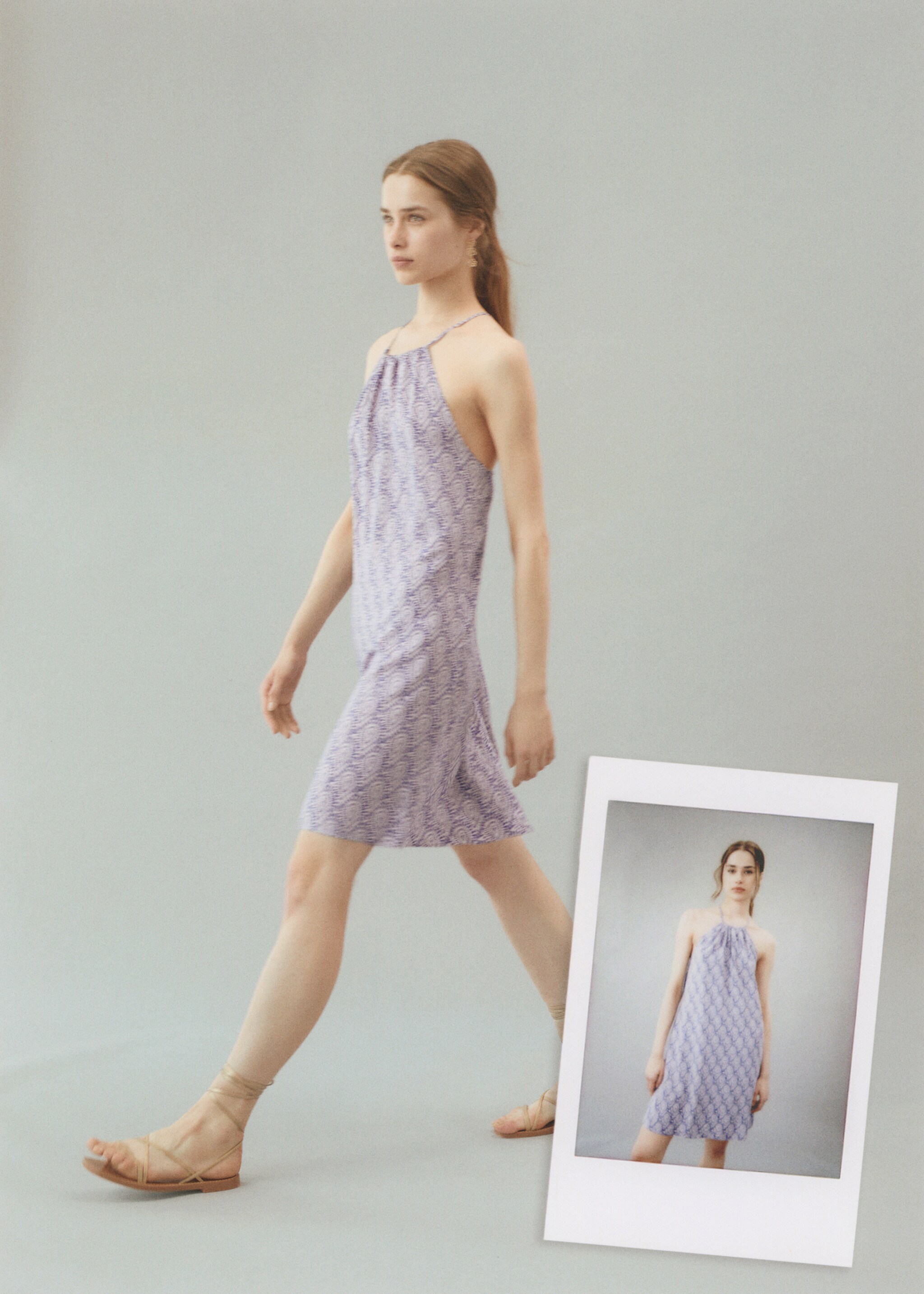Print wrap dress - Details of the article 5, Light/Pastel Purple. Ref: 57050455-00.