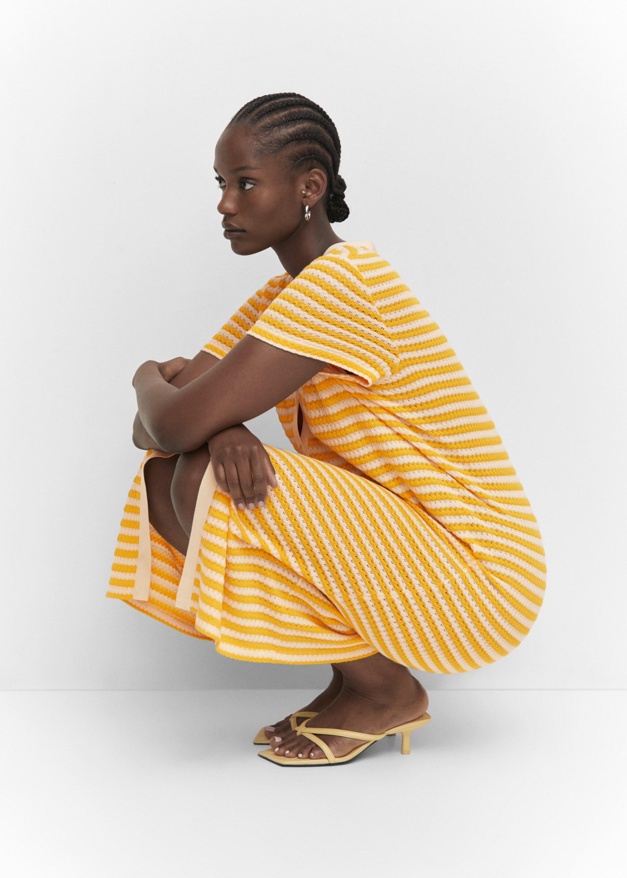 Robe en maille à rayures - Détail de l'article 4, Jaune. Ref: 57050464-00.