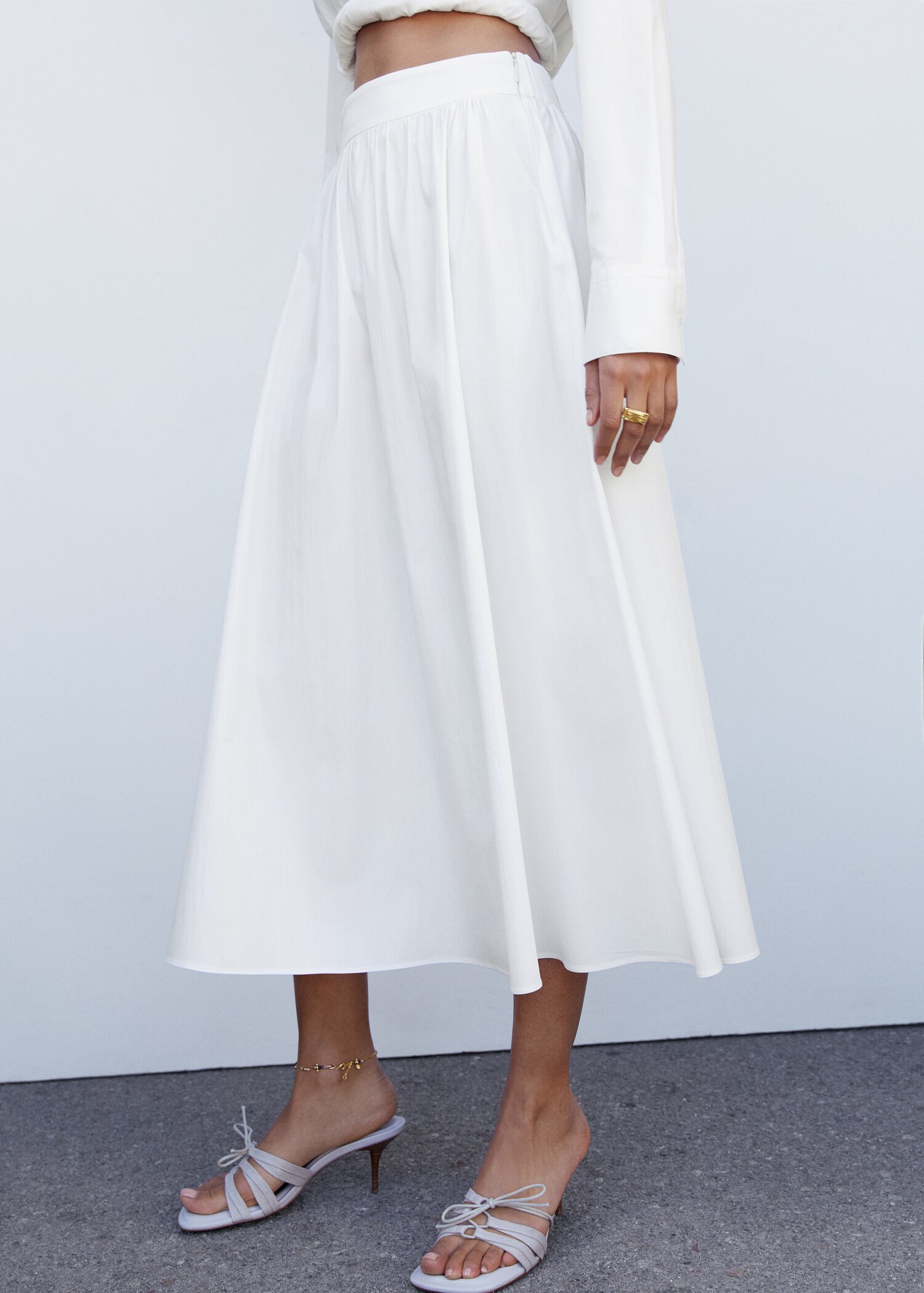 Pleat detail long skirt - Medium plane
