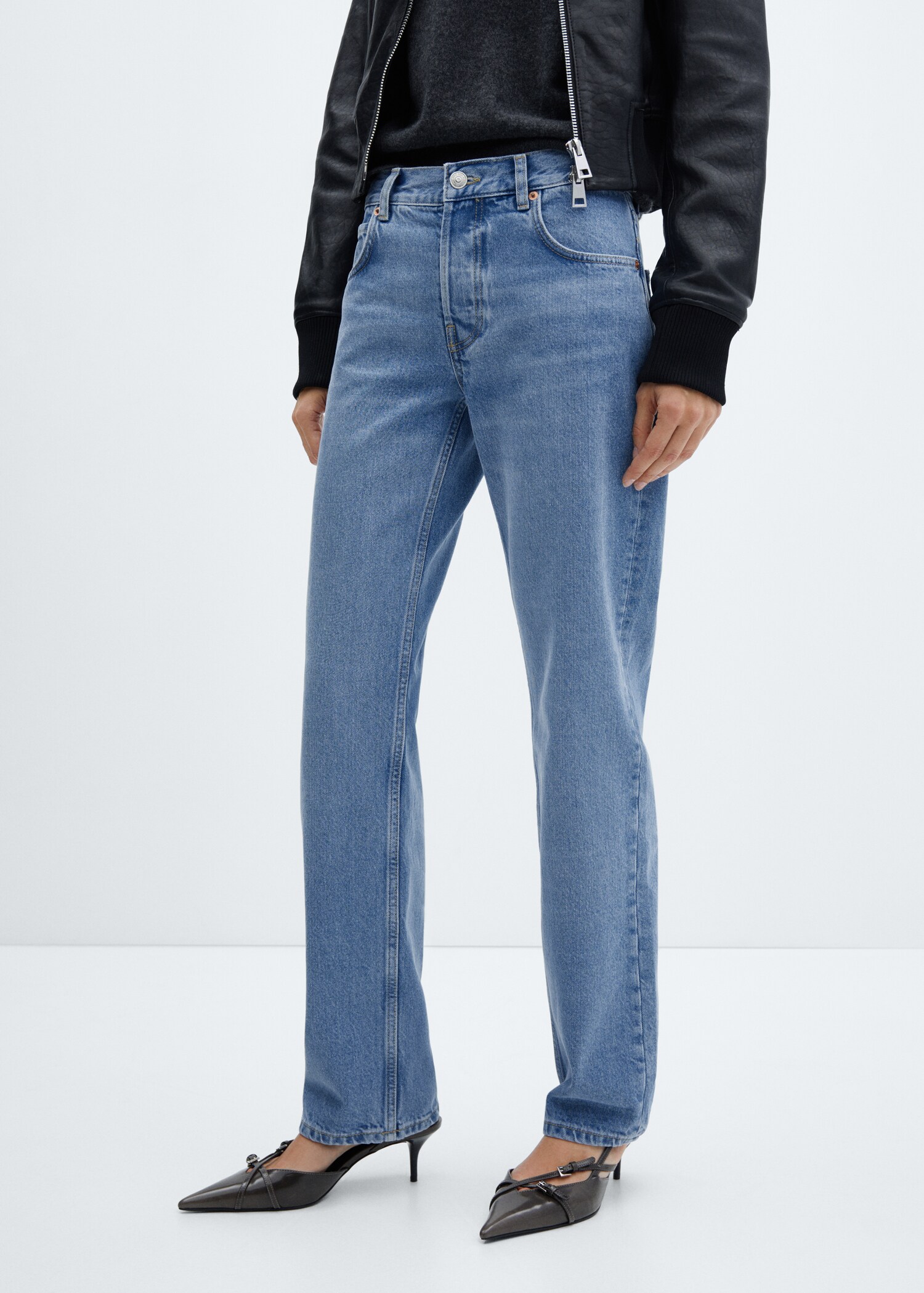Mid-rise straight jeans - Medium plane