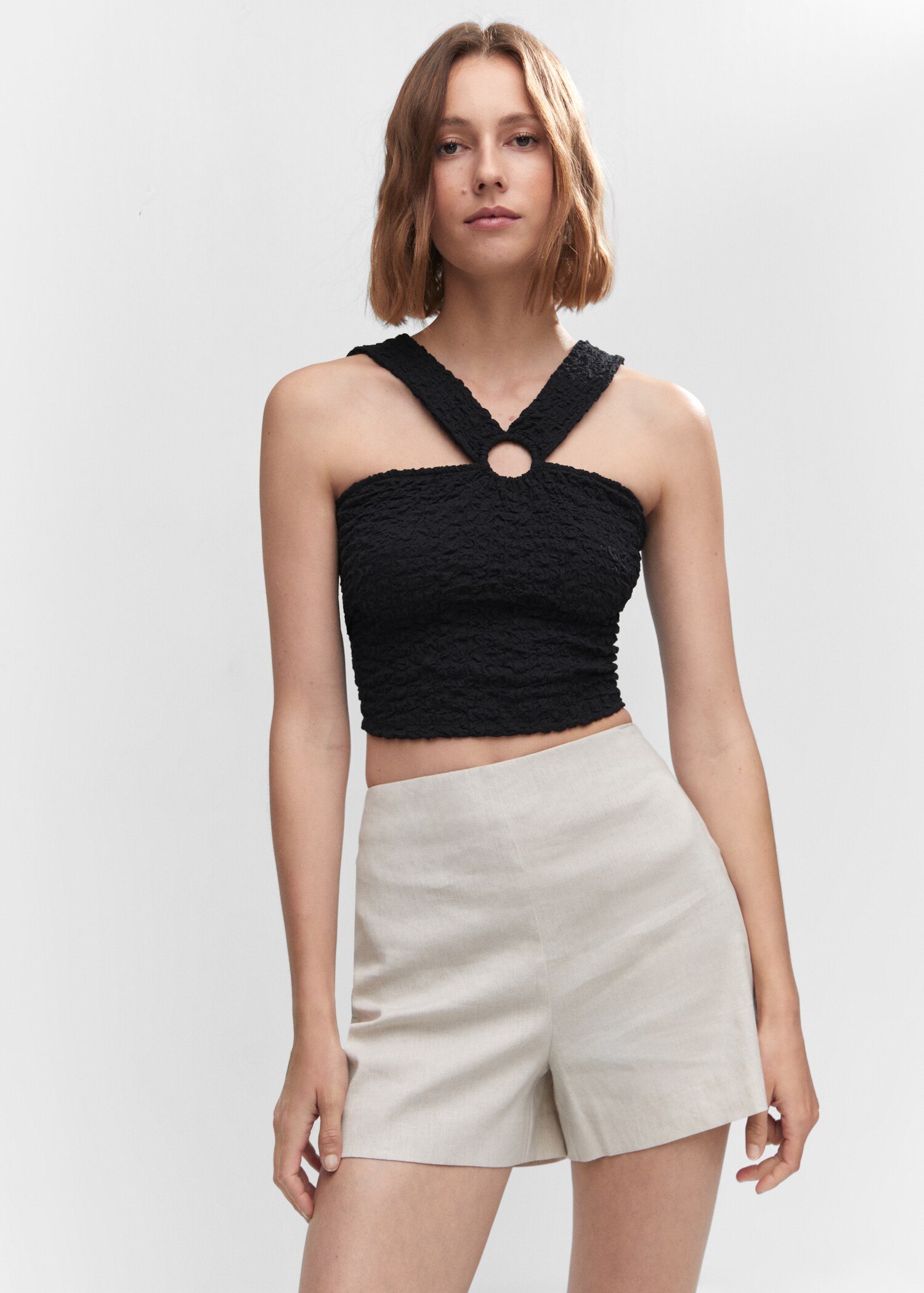 Texturiertes Top mit Ringdetail - Mittlere Ansicht
