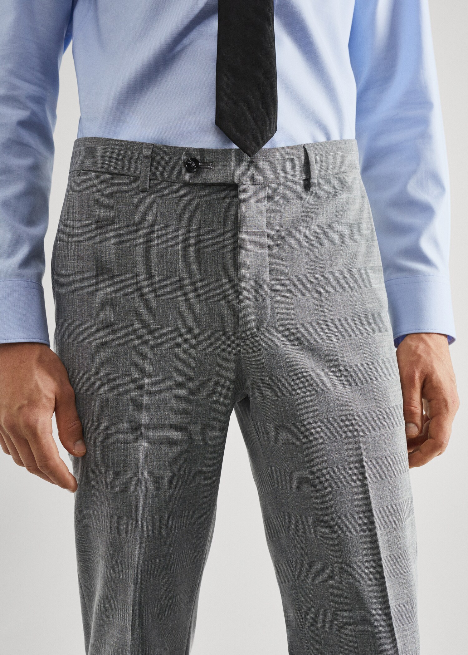 Stretch-fabric slim-fit printed suit pants - Details of the article 1