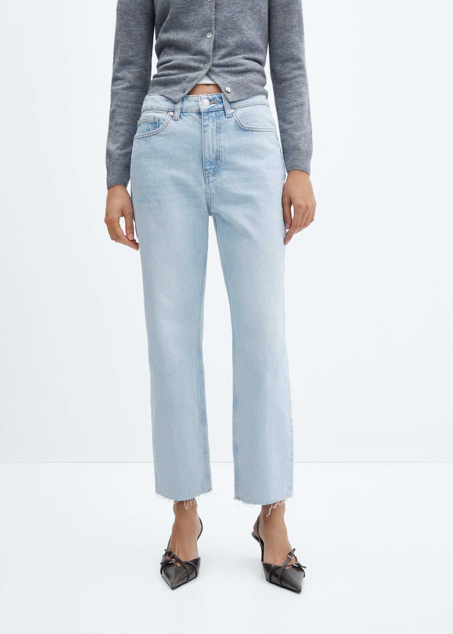 High waist straight jeans - Medium plane