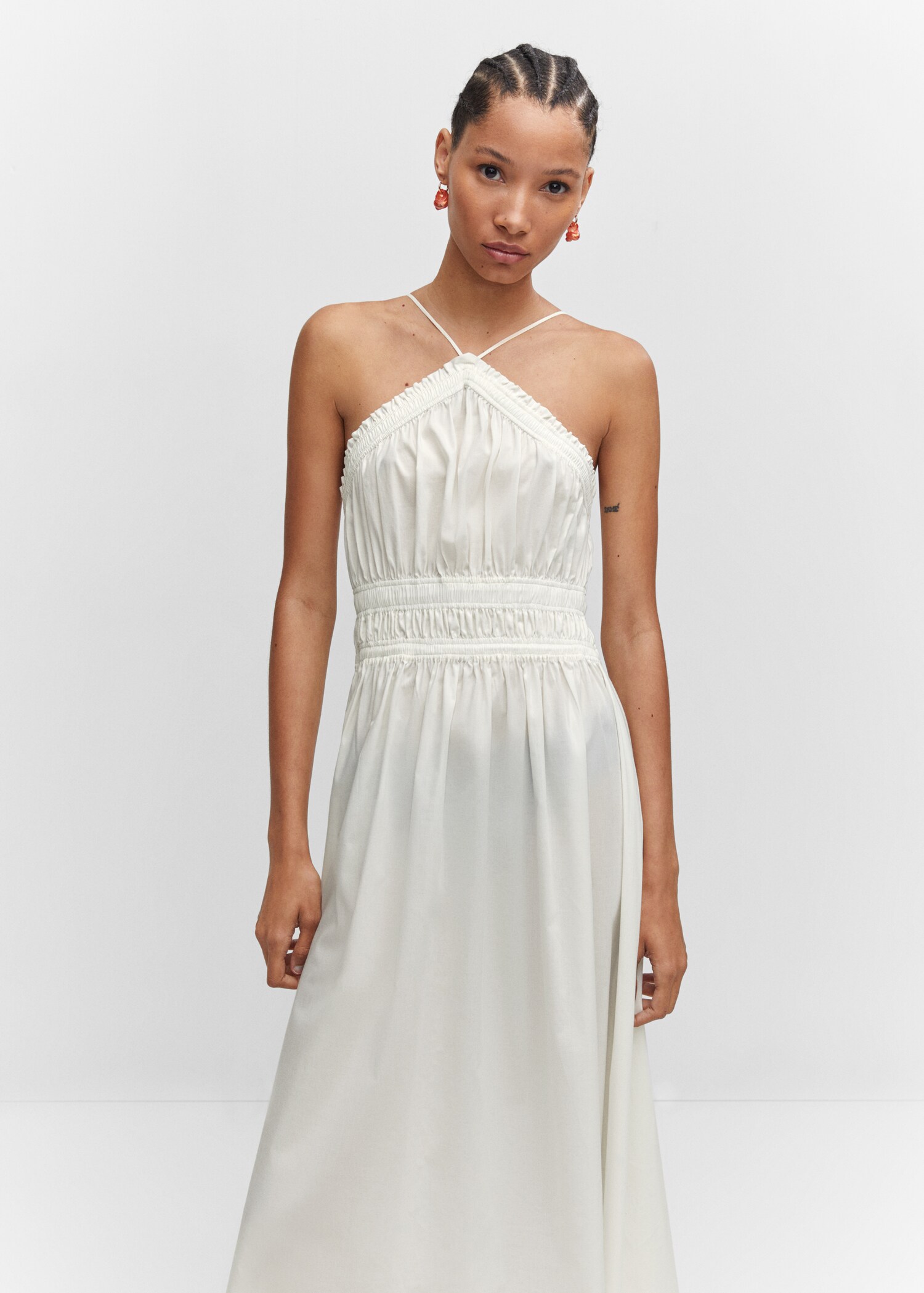 Halter-neck dress with ruffle details - Medium plane