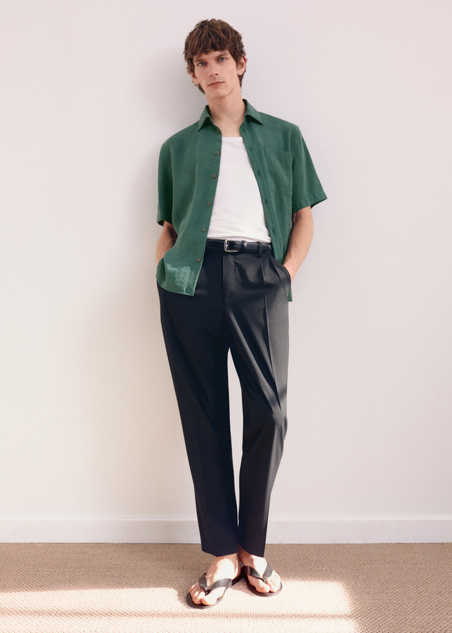Pantalon regular fit coton pinces - Détail de l'article 5