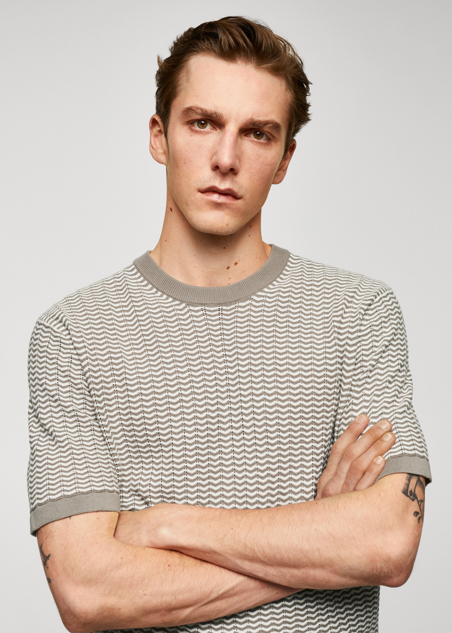 T-shirt 100% bomull sicksackstruktur - Detaljer om artikeln 1