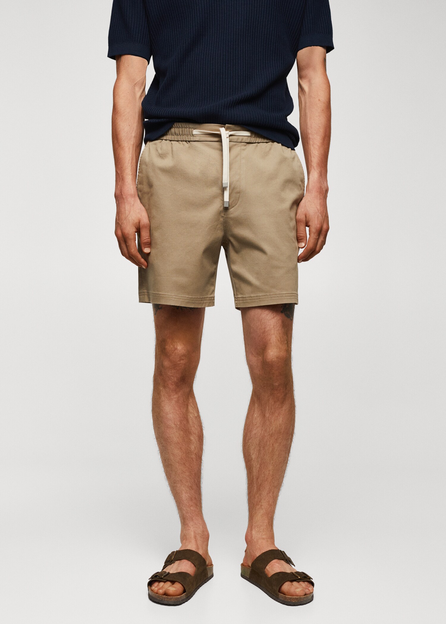 Cotton shorts with drawstring - Medium plane