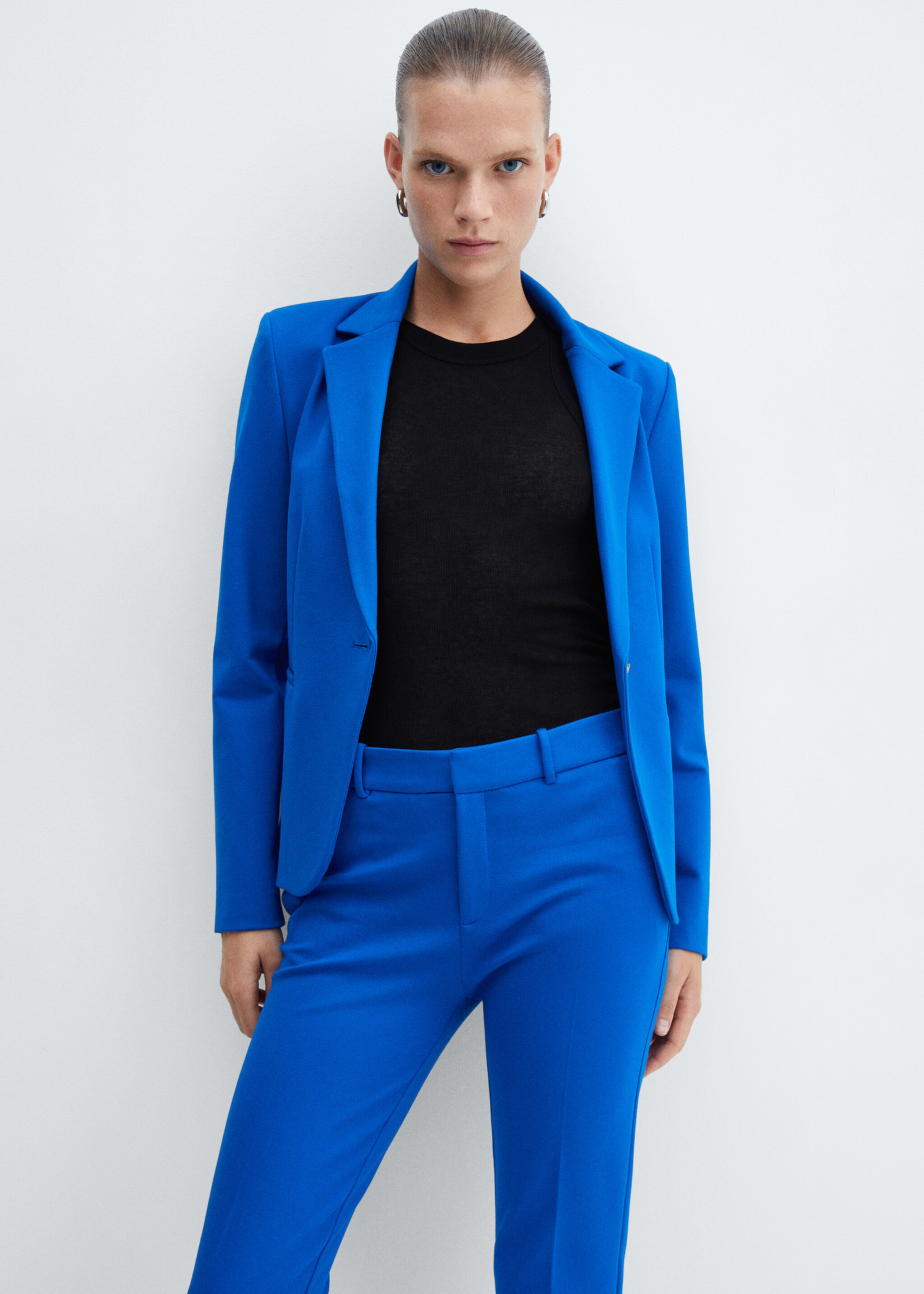 Rome-knit straight trousers - Details of the article 1, Blue. Ref: 57052883-00.