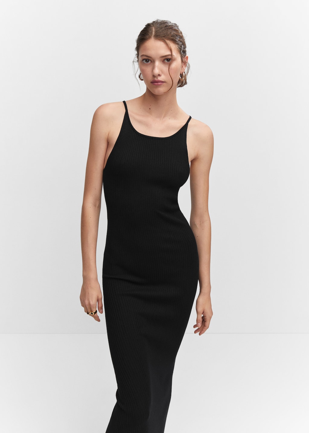 Side slit knit dress - Women | MANGO OUTLET USA Side slit knit dress - Women | MANGO OUTLET USA