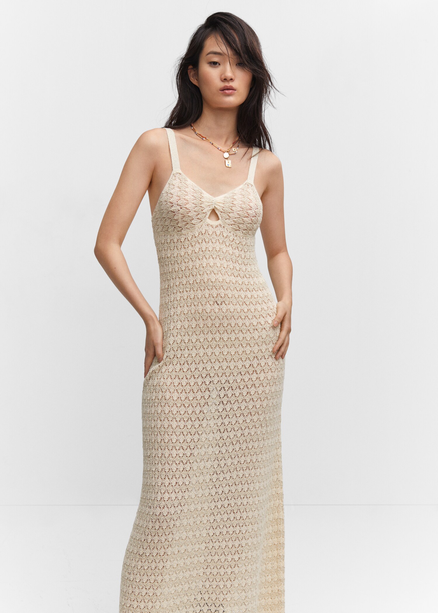 Langes Häkelkleid - Mittlere Ansicht